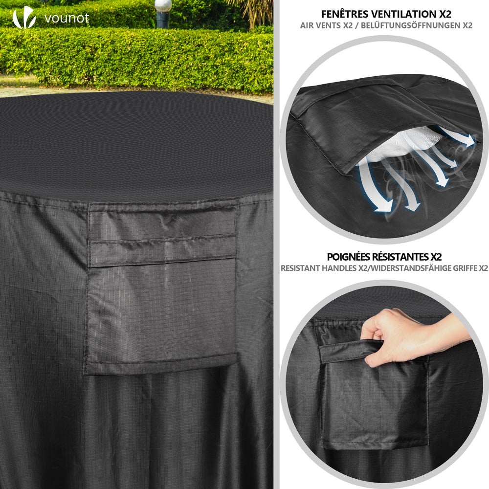 Housse salon de jardin bache de protection 420D φ190x73cm noire VOUNOT® - 5