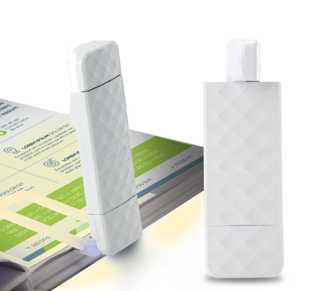 Zestaw dwóch białych lampek do czytania, ładowanych przez USB, lampka nocna LED, 3 tryby pracy