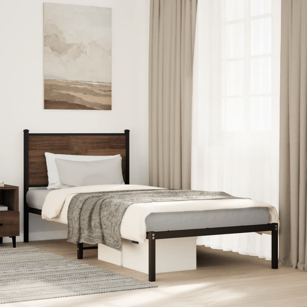 Łóżko Metalowe Czarne Rama łóżka Ze Stelażem Łóżko Do Sypialni Pokoju 80x200 cm