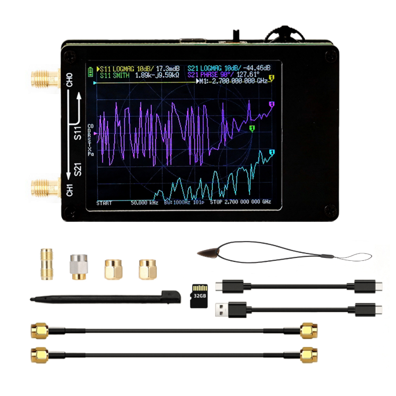 Analizador de red vectorial actualizado 50 kHz–2,7 GHz NanoVNA Antena ...