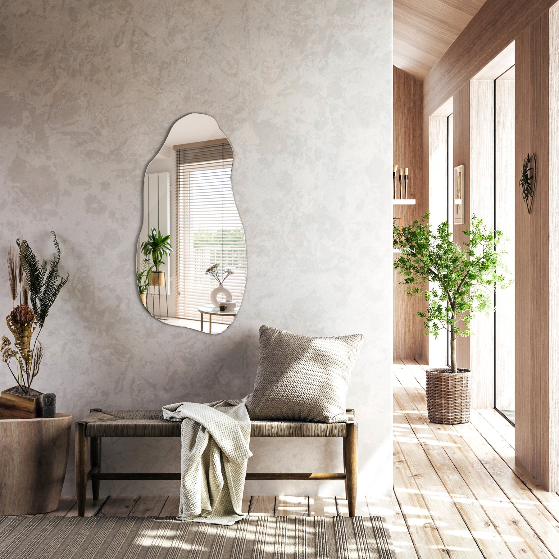 Miroir mural décoratif - Irrégulier - pour la chambre, le salon - 40 cm x 80 cm - 2