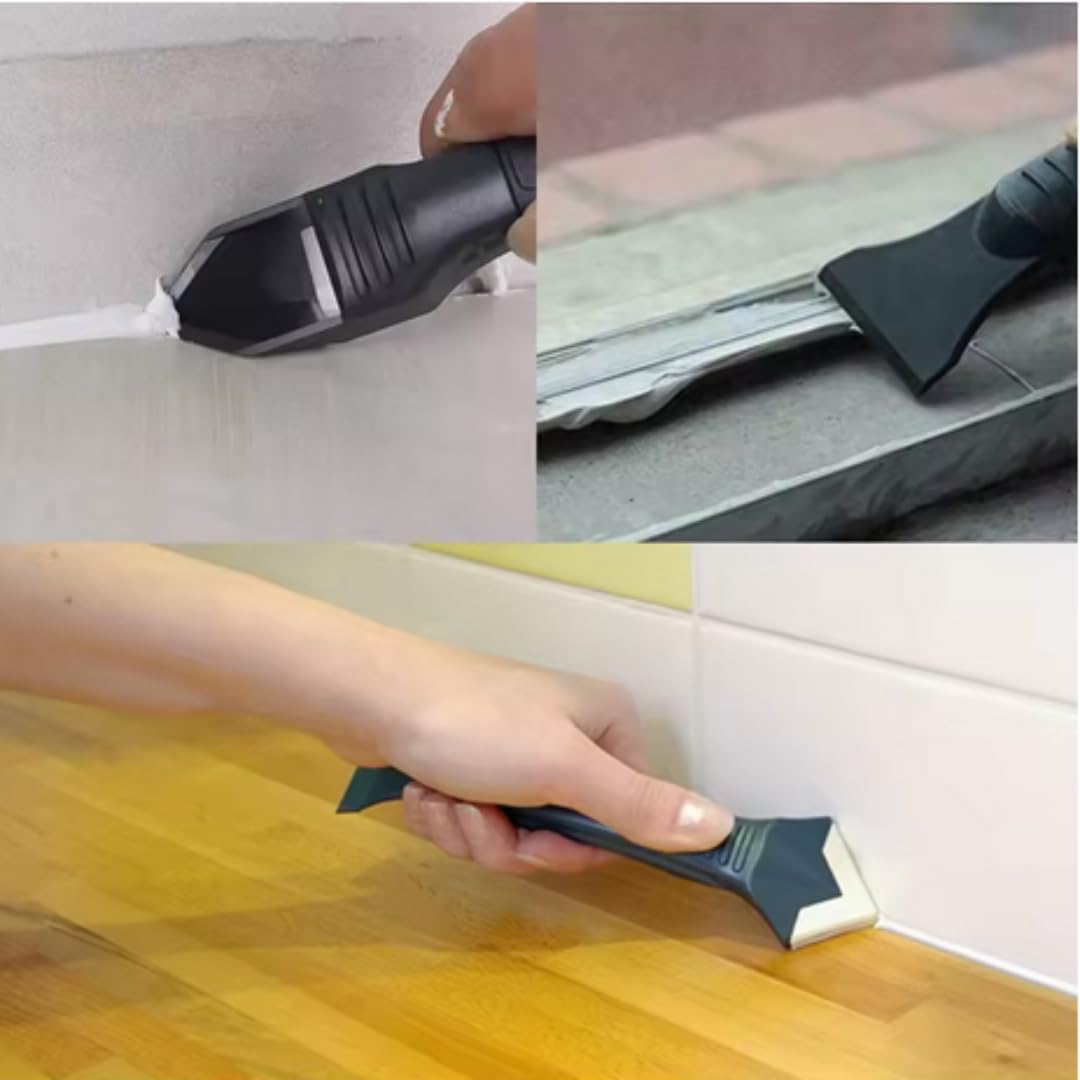 Outil 3 en 1 pour enlever les joints en silicone - Grattoir multi-pointes et grattoir pour joints, coulis, résine, acrylique - 5 têtes interchangeable - 4