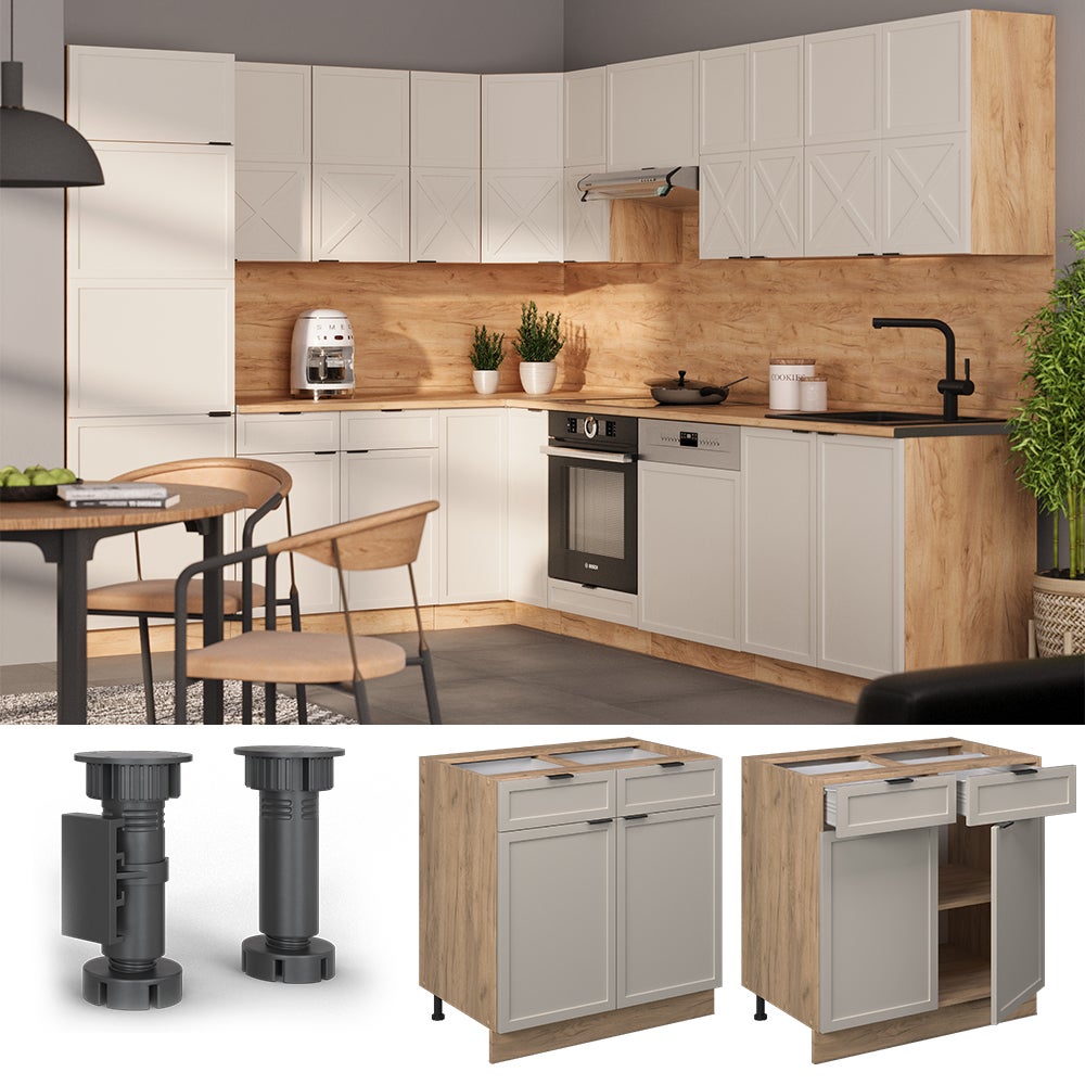 Vicco Meuble cuisine Fame-Line, GrisBeige, 80cm sans PT - 2
