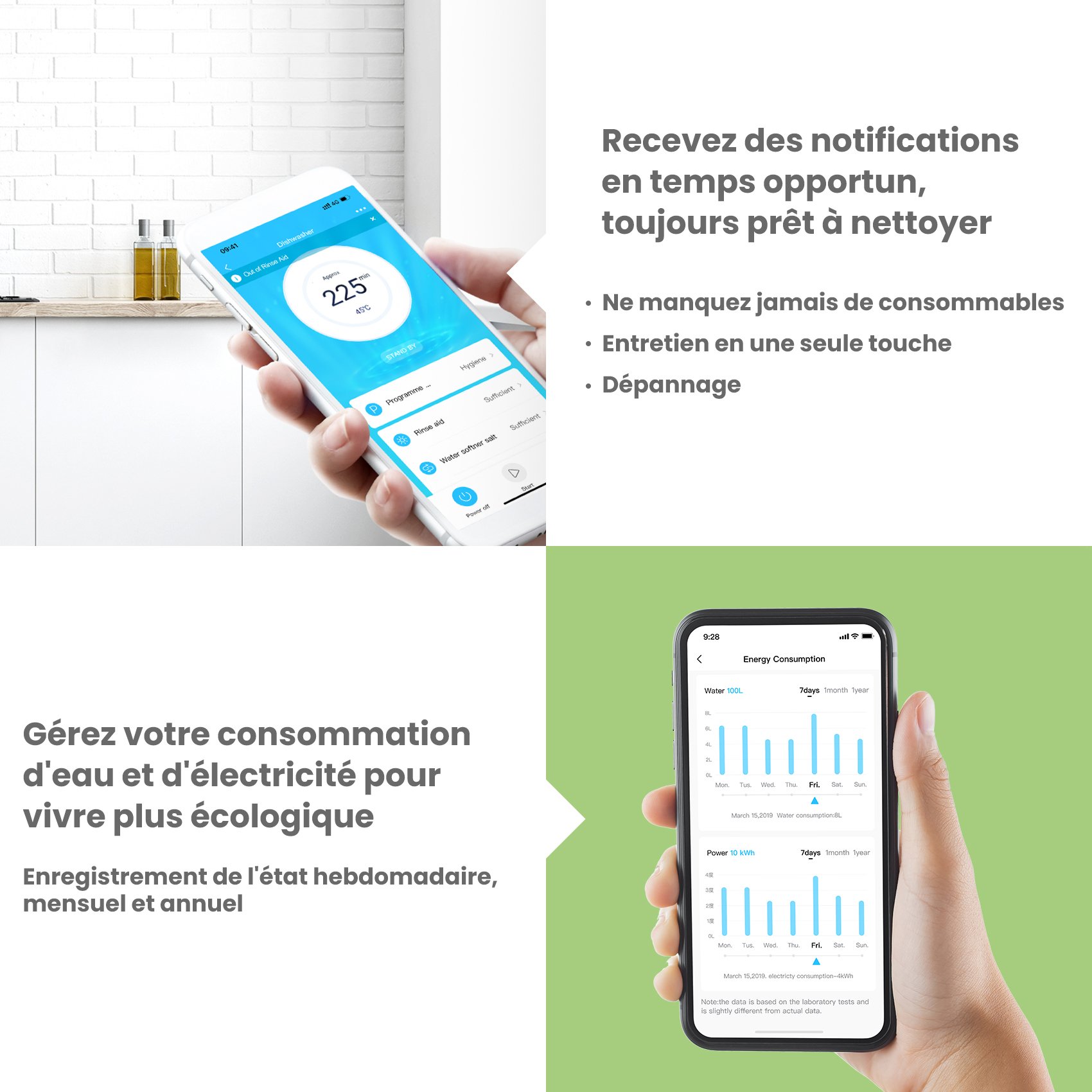 Lave-Vaisselle Encastrable 12 Couverts COMFEE - Programme Nuage, Séchage Intensif, Départ Différé, Lavage Rapide 47 dB Chrome Sans Façades - 5