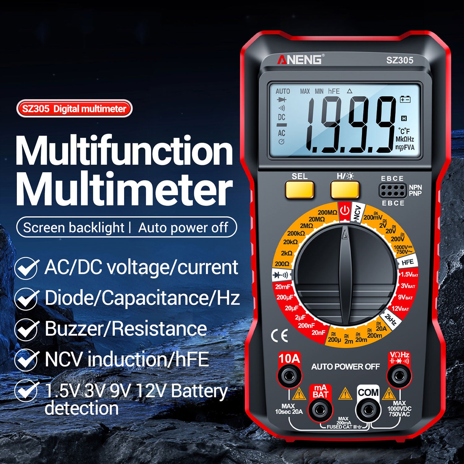 Multimètre SZ305, testeur de condensateur professionnel, mesure rapide précise - 5