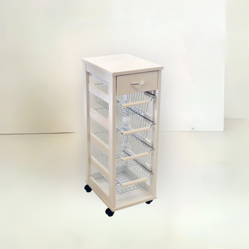 Carrello da cucina con cestini estraibili e cassetto ciliegio - Vesuvio