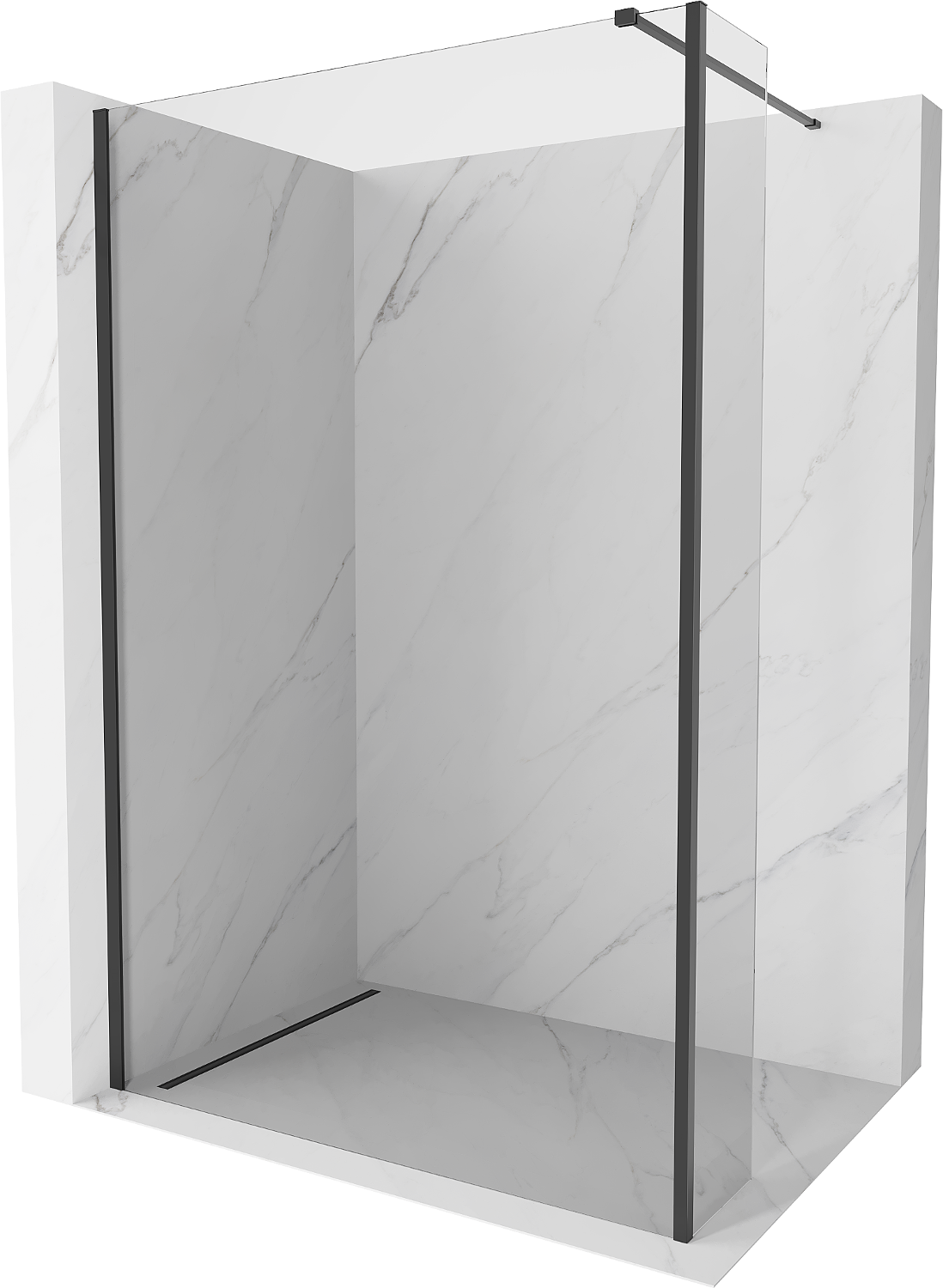 Mexen Kioto ścianka prysznicowa Walk-in 160 x 40 cm, transparent, czarna - 800-160-212-70-00-040
