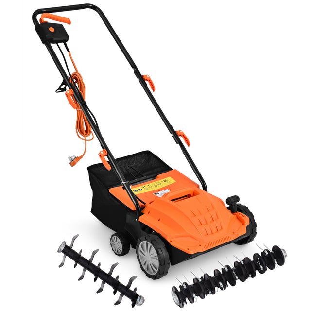 Scarificatore 2 In-1 per Prato, Arieggiatore Elettrico con Sacco Raccoglitore da 30L, Larghezza 32cm, con 3 Posizioni Regolabili, Scarificator