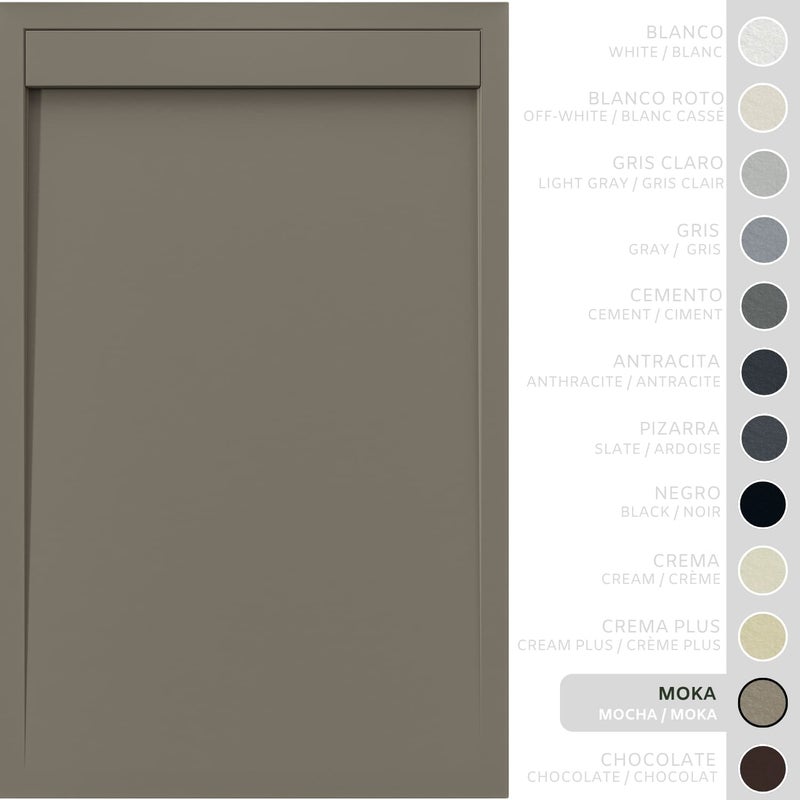 SOULHOME Brodzik prysznicowy– Żywica– Gel Coat– Gładka/Kamienna tekstura – Antypoślizgowy – Moka- 90x90- Niski 3cm– Minimalistyczny