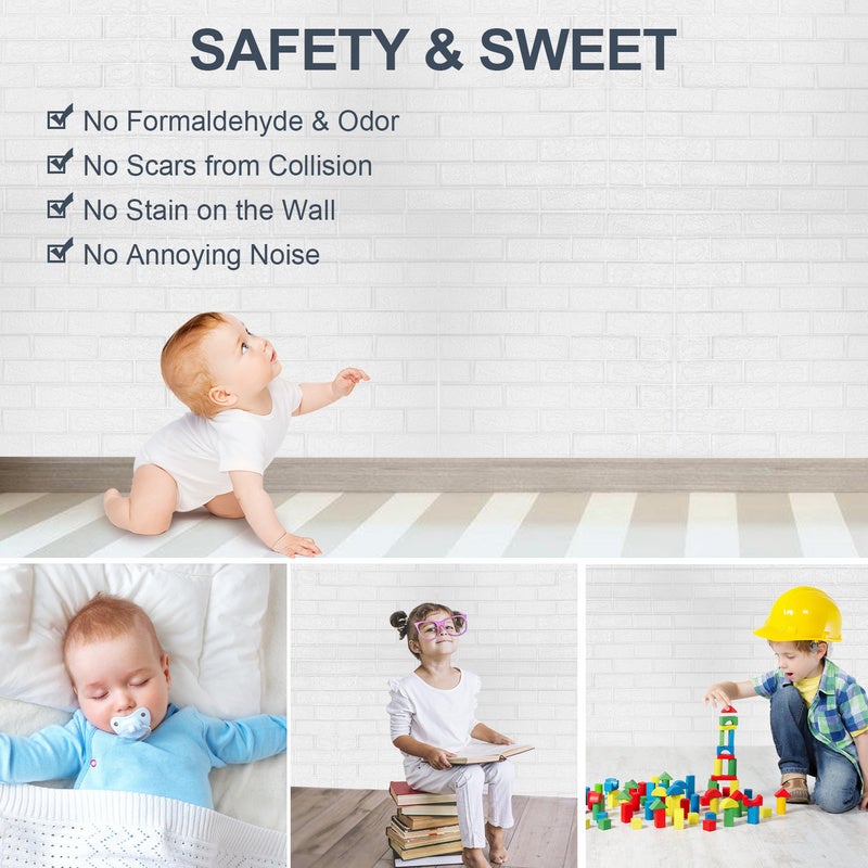 Set di 10 pannelli murali 3D autoadesivi effetto pietra 70 x 77 cm in schiuma PE - bianco - 4