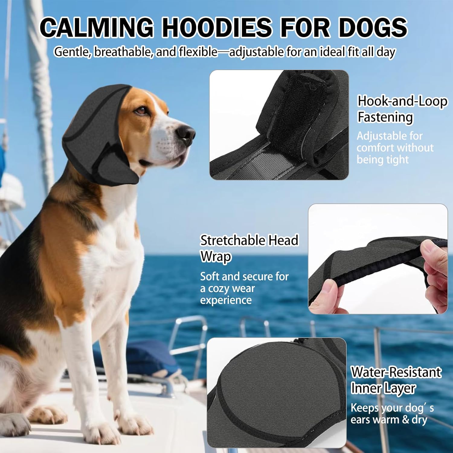 Protectores auditivos para perros (M), impermeables y cálidos para el aseo, el baño y la natación, ajustables, relajantes y que reducen el ruido, para - 3