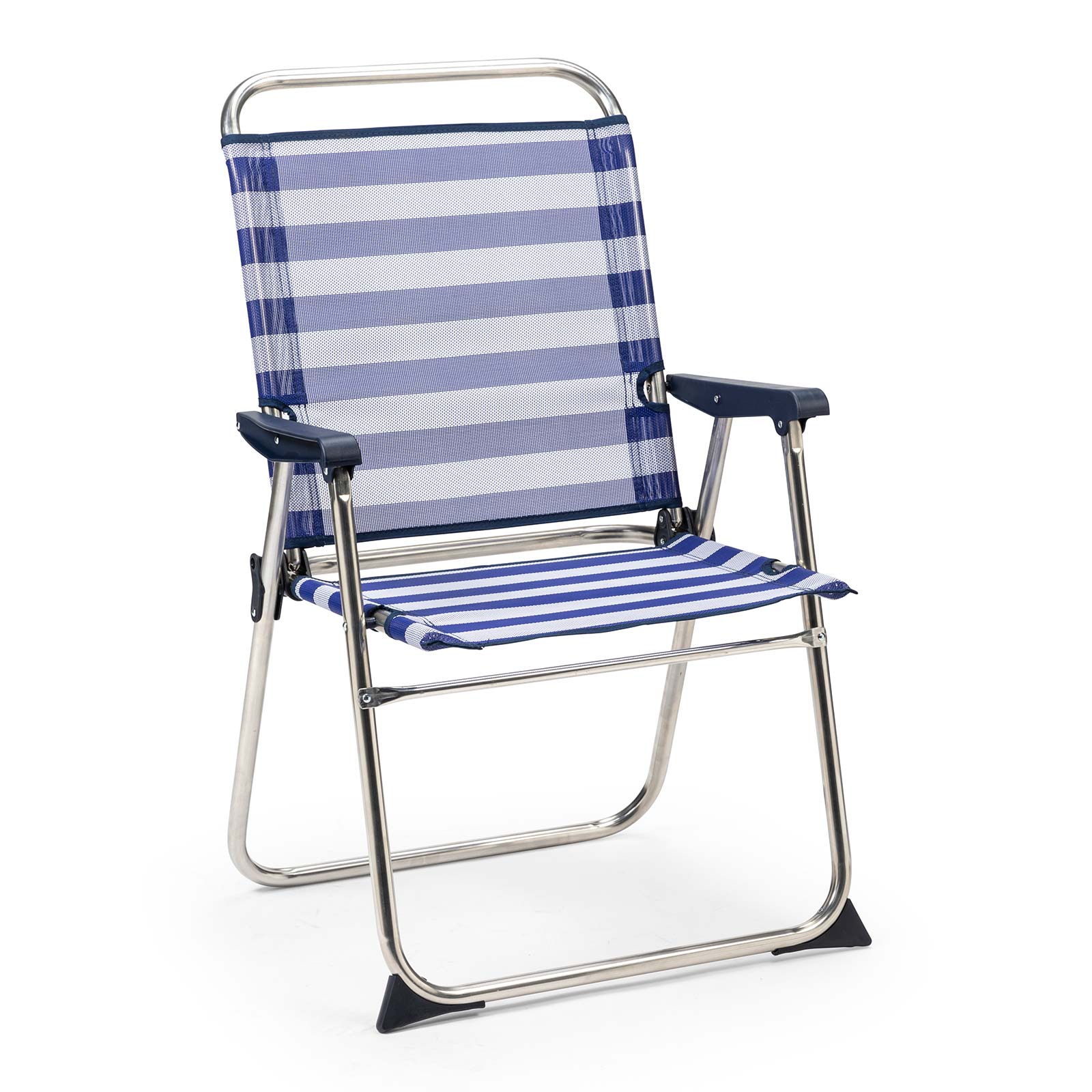 Chaise de Plage Pliante Solenny Marinera Dossier Haut Bleu et Blanc ...