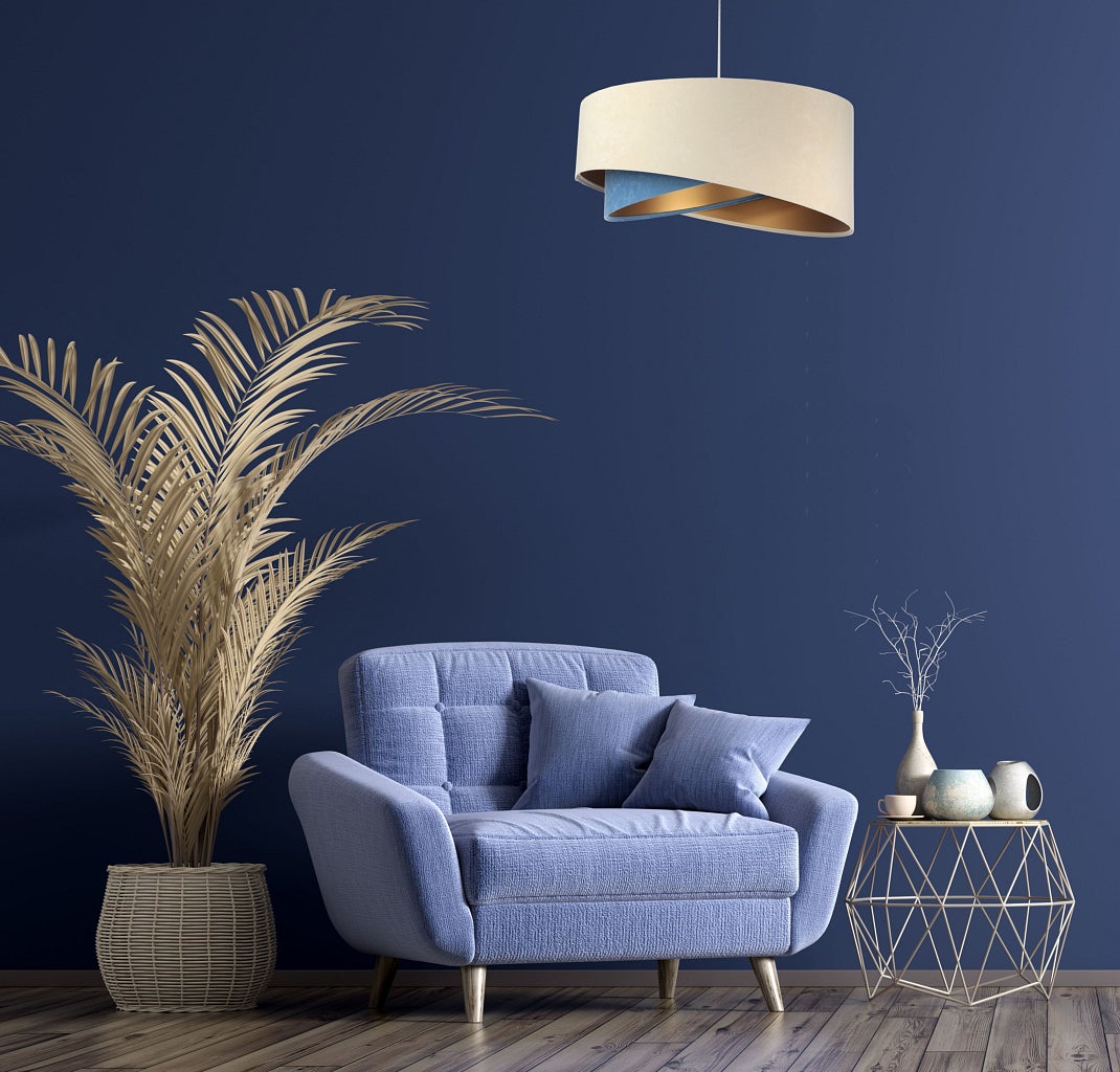 Lampa wisząca BEIGE beżowa/niebieska/złota