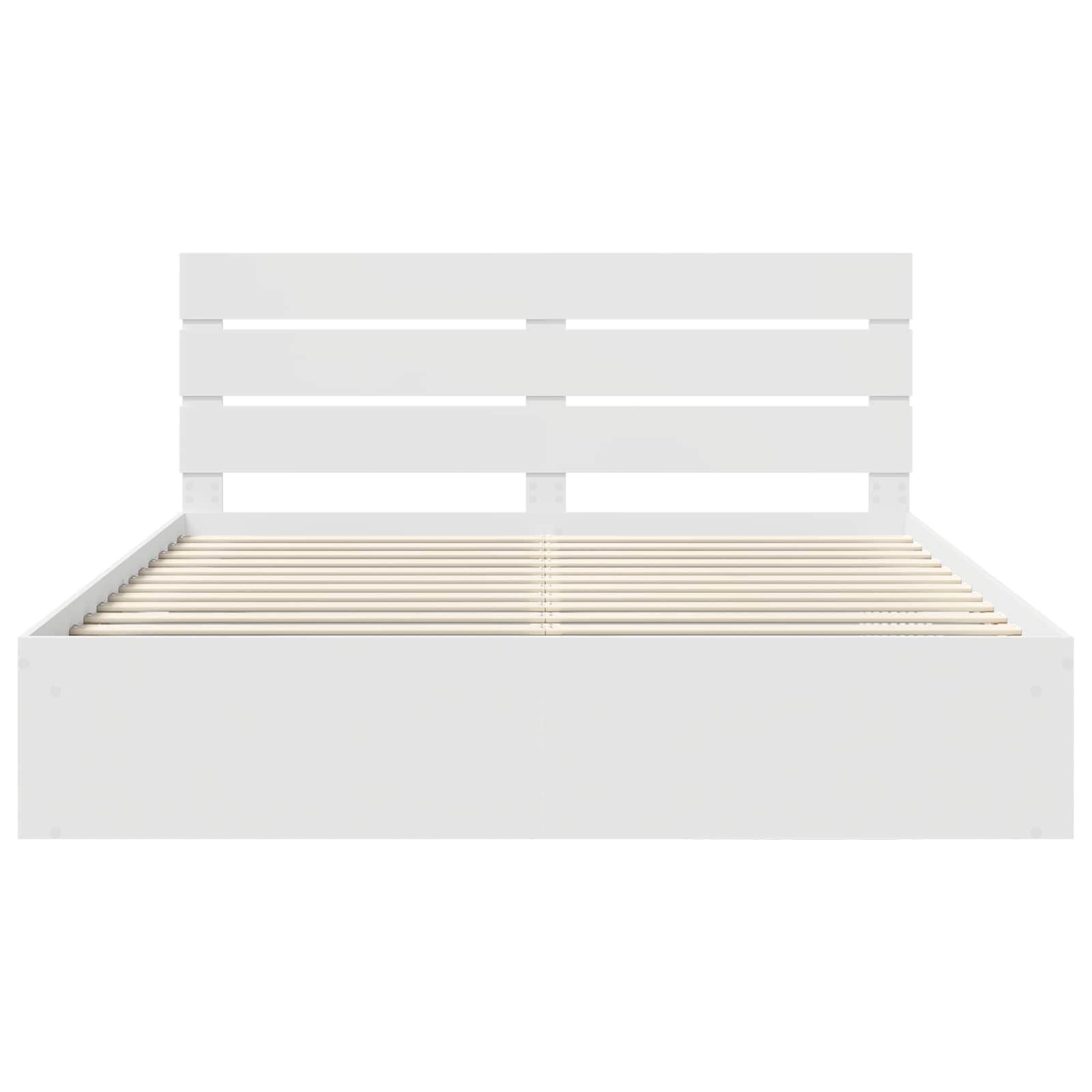 Cadre de lit blanc 200 x 200 cm en bois de pin massif - 7