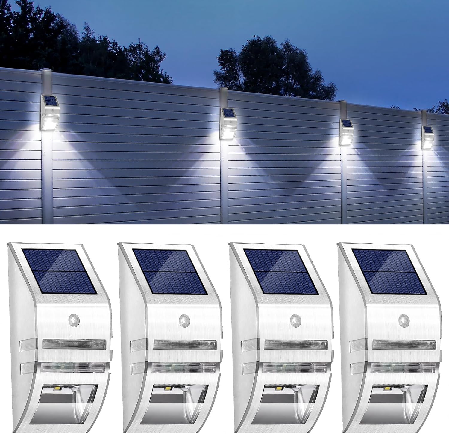 Zestaw lamp zewnętrznych zasilanych energią słoneczną z czujnikami ruchu Wodoodporne Stal nierdzewna Lampy zewnętrzne montażu ścianie Lampy ogrodowe