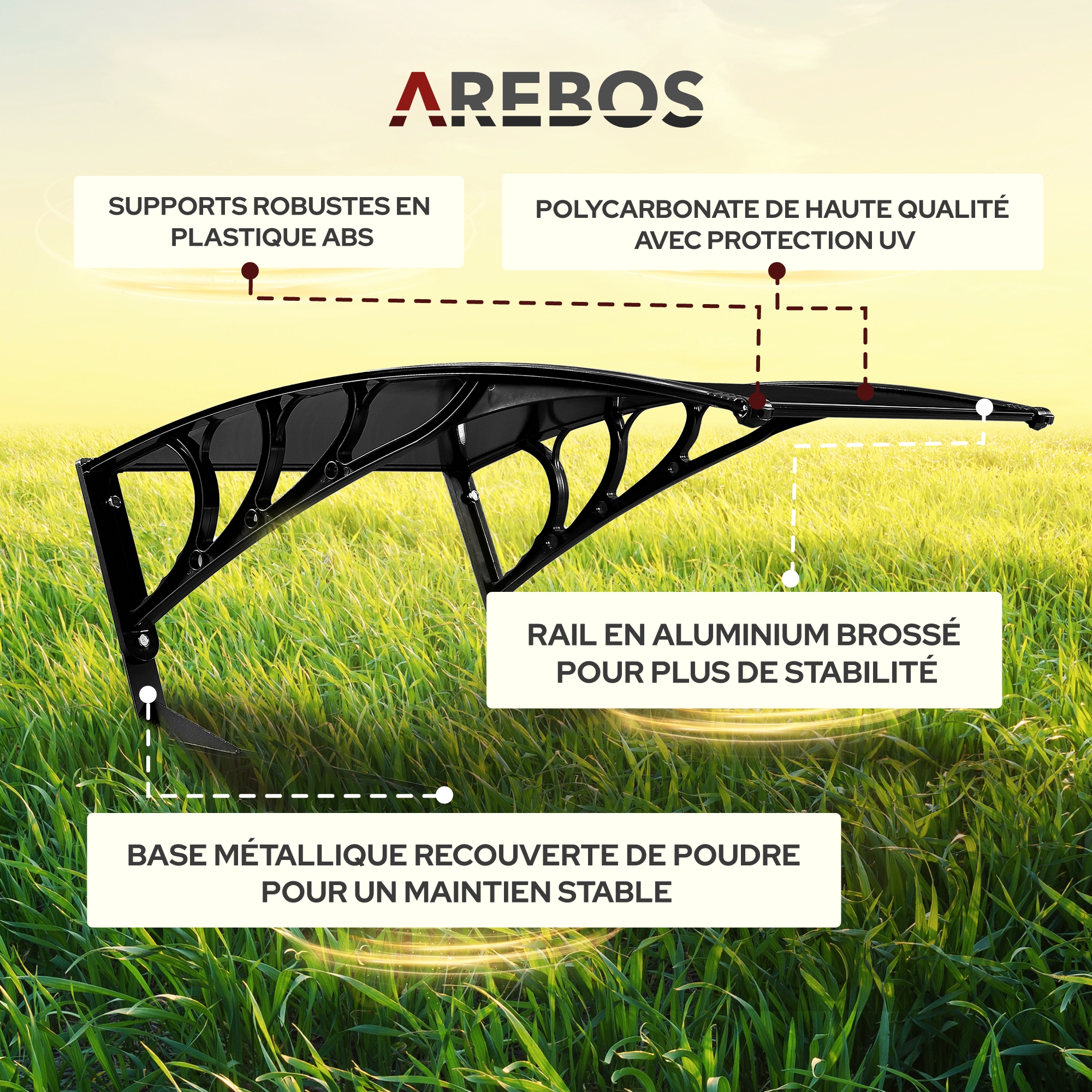 AREBOS Garage de tondeuse robot Abri pour Robot Taille 102 x 79 x 46 cm Résistant aux intempéries + protection UV Noir - 4