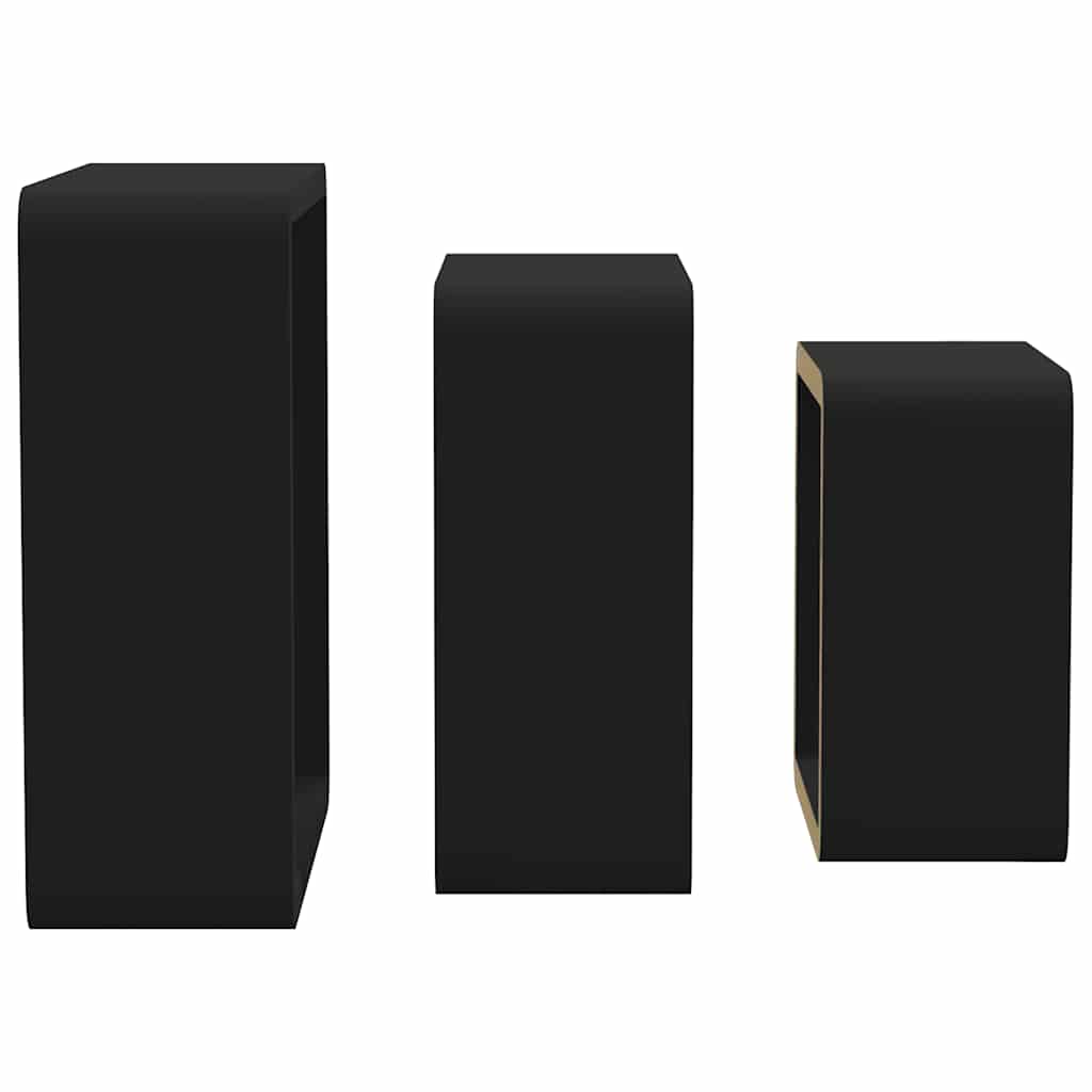Lot de 3 étagères murales cubes - Fixation invisible - MDF - Noir ...