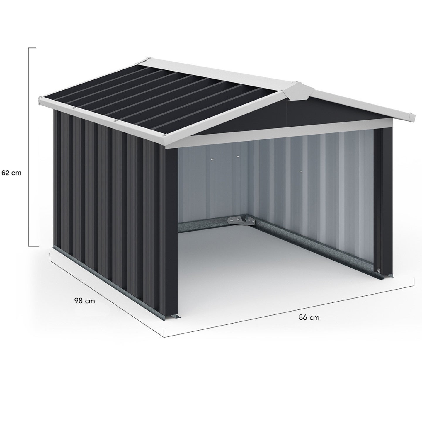 Garage pour robot tondeuse toit à 2 pentes métal gris anthracite 86 x 98 x 62 cm - 4