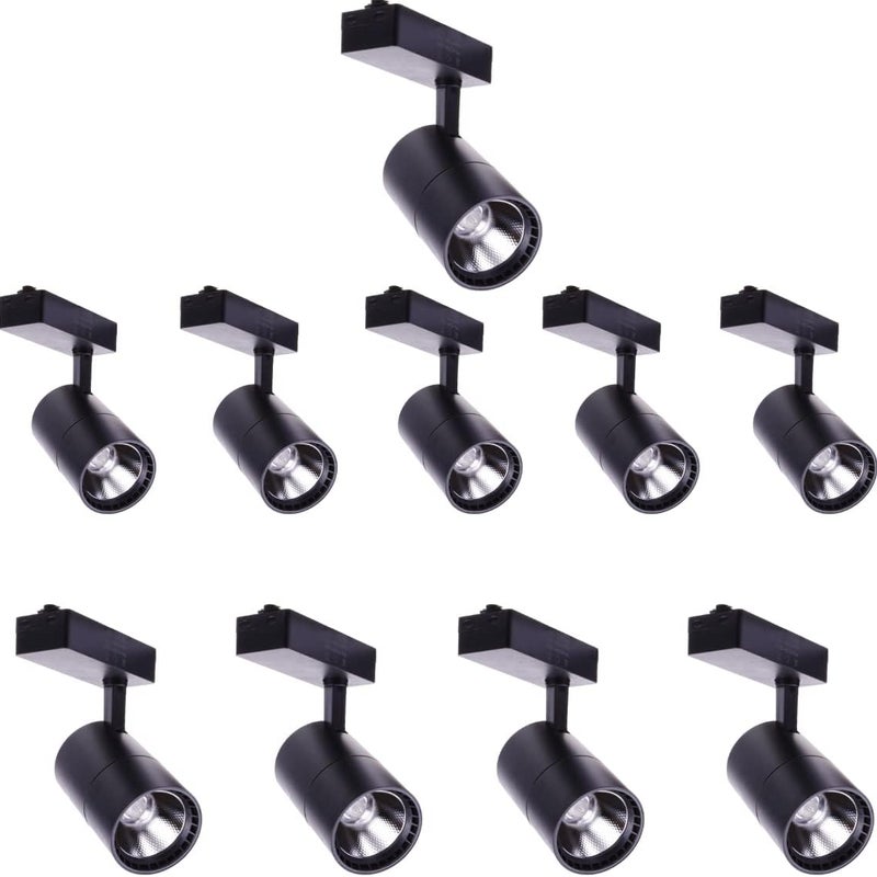 10x Reflektor szynowy LED 40W, chłodne światło 6000K, 2700 lumenów, 220V 50-60Hz jednofazowy, kolor czarny
