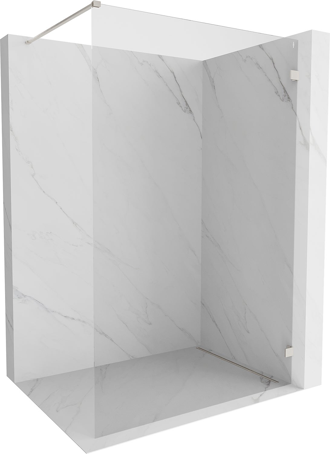 Mexen Lunar ścianka prysznicowa Walk-in prawa 80 x 200 cm, transparent 8 mm, nikiel szczotkowany - 830-080-000-97-00-P