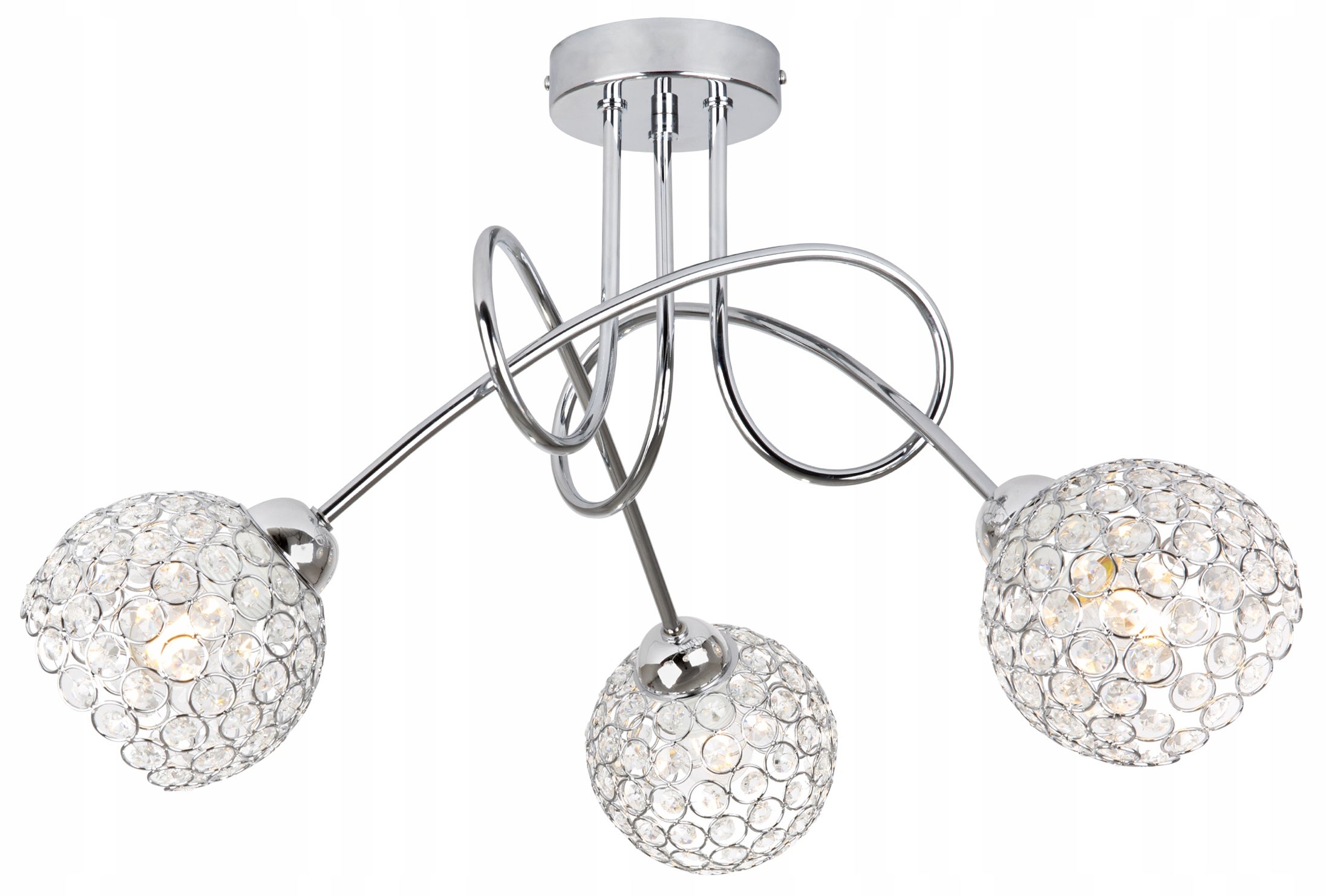 Lampa sufitowa żyrandol Crystal 3xE27 klosz kula kryształowa transparentna Light Home LH