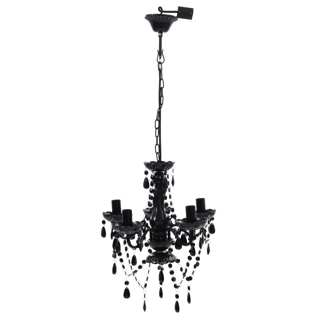 vidaXL Lustre avec 5 ampoules Crystal noir - 2