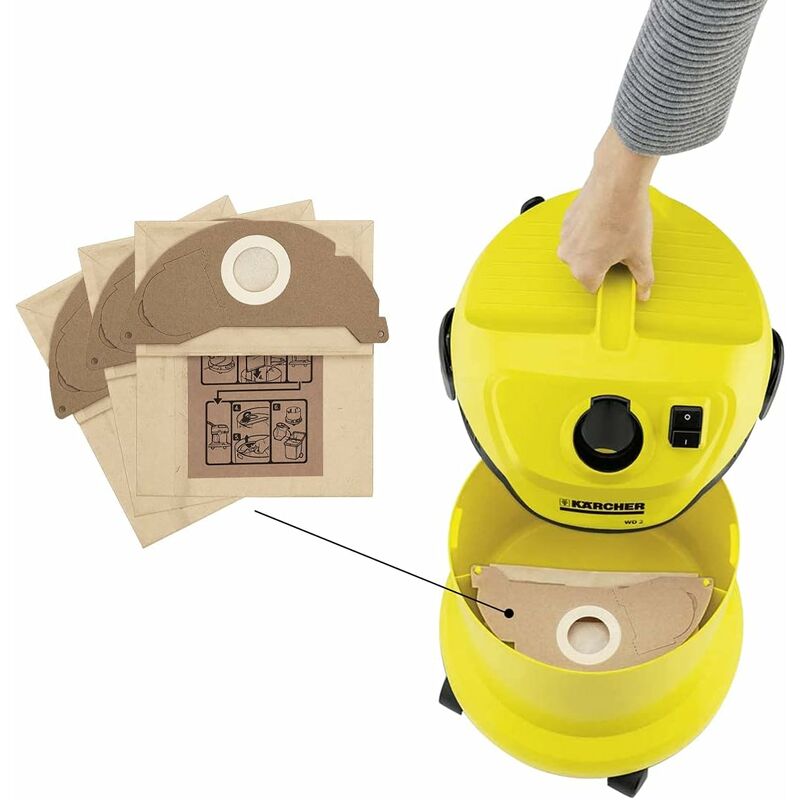 15 Sacchetti Filtro Compatibili Per Aspirapolvere Karcher WD2, MV2 E Serie A2000-A2099, Modello 6.904-322.0
