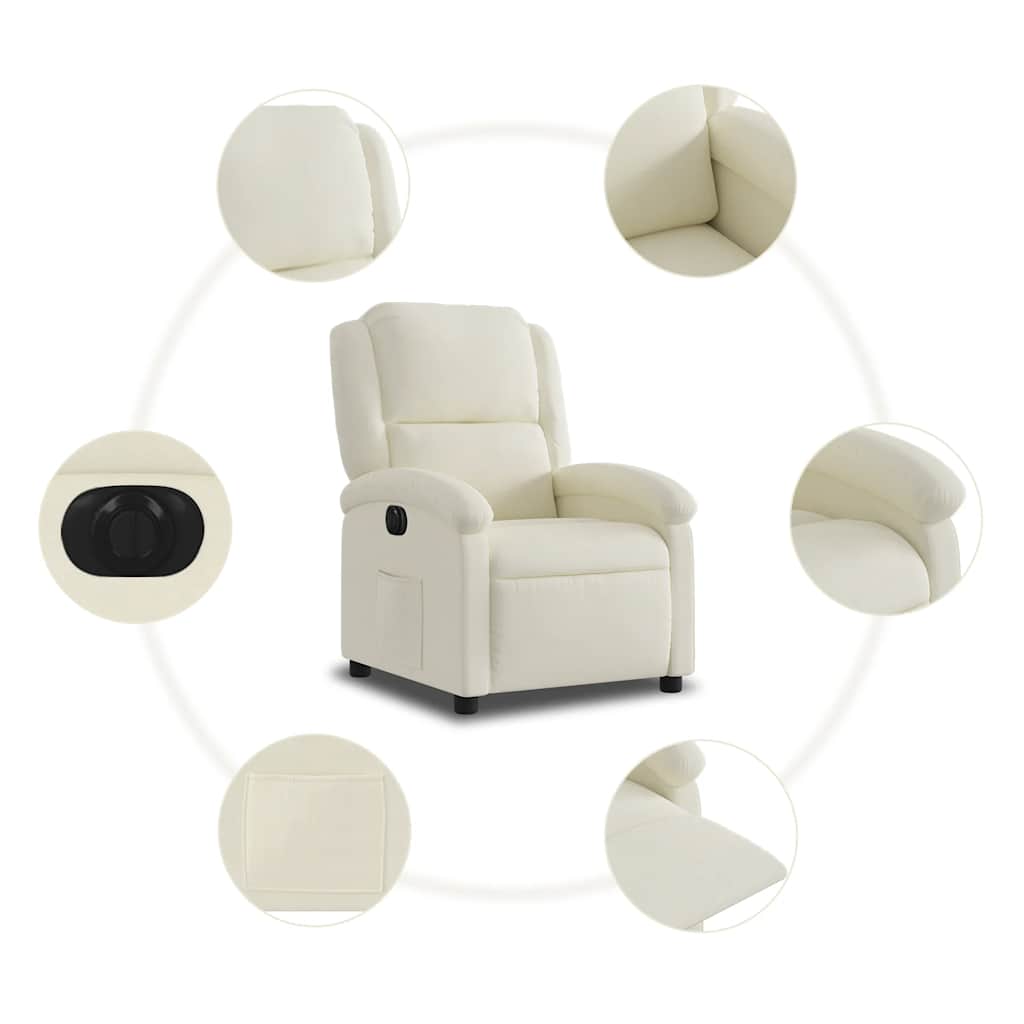 Fauteuil inclinable électrique Crème Velours - 8