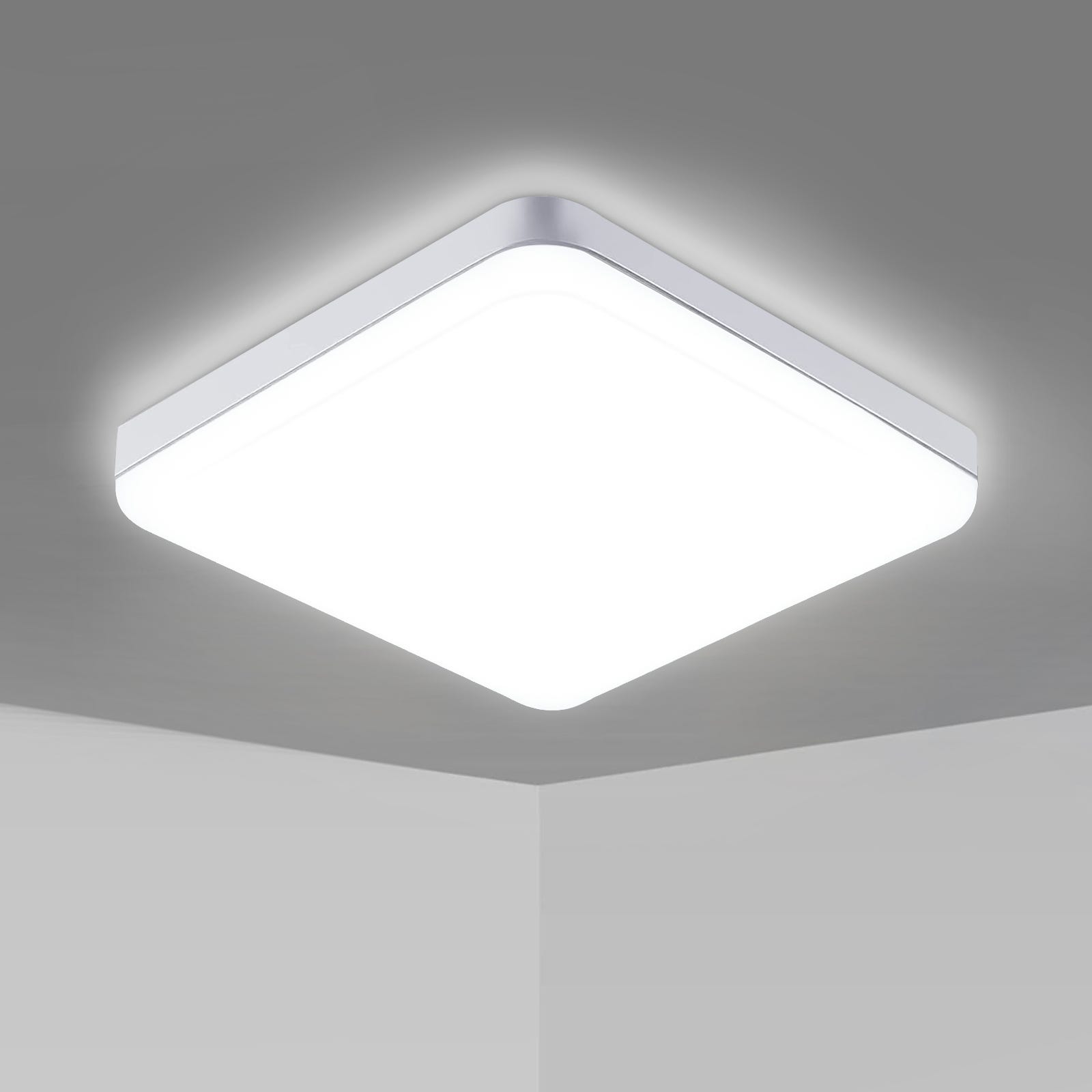 GOECO L mpara De Techo LED Cuadrada 30W Impermeable IP44 Brillo 2700LM GOECO L mpara De Techo LED Cuadrada 30W Impermeable IP44 Brillo 2700LM