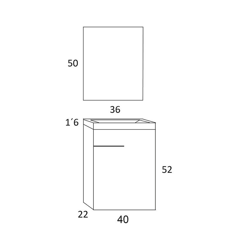 MUEBLE DE BAÑO BRIC 40 CM. ROBLE GOLD LAMINADO CON TIRADOR, LAVABO Y ESPEJO - 4