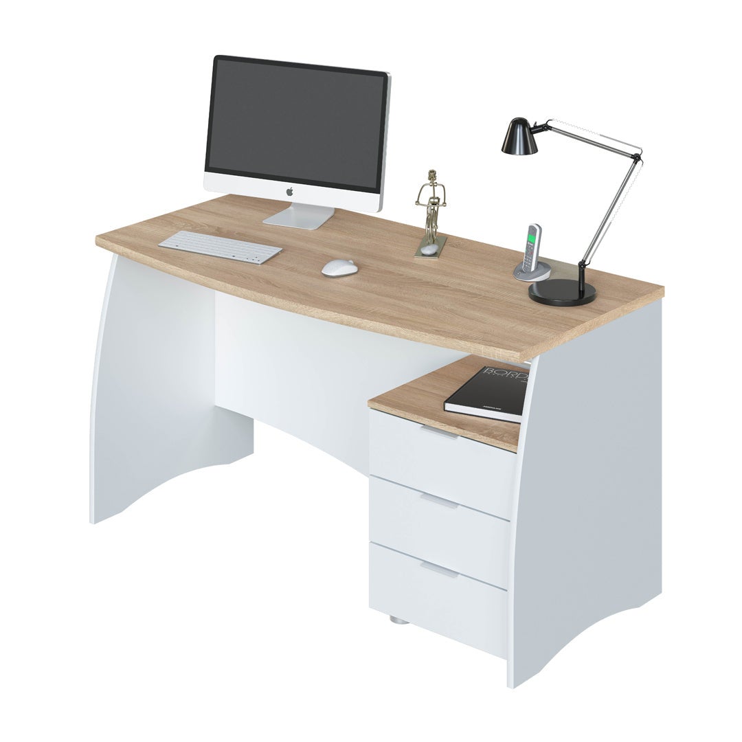 Secretária Stil Buc 3 gavetas Blanco Artik (Blanco Mate) - Roble Canadian 136 x 74 x 67 cm - 7