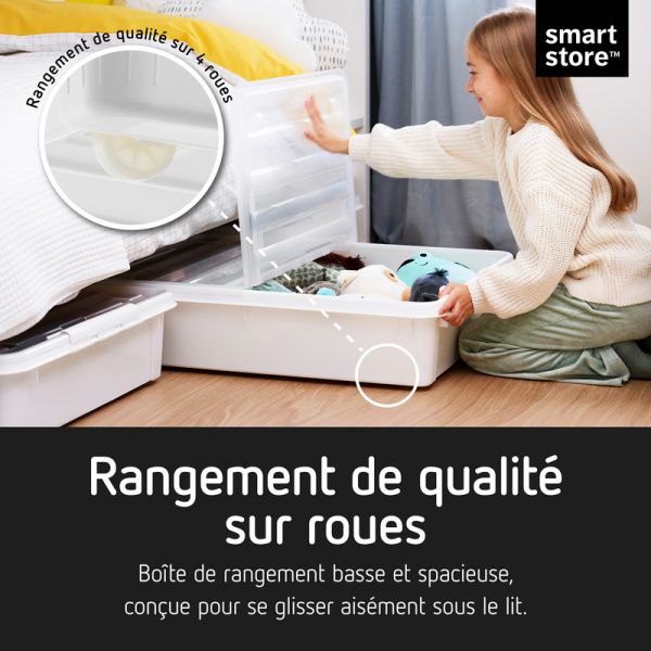 Boîte de rangement sous lit à roulettes 60 litres - 4