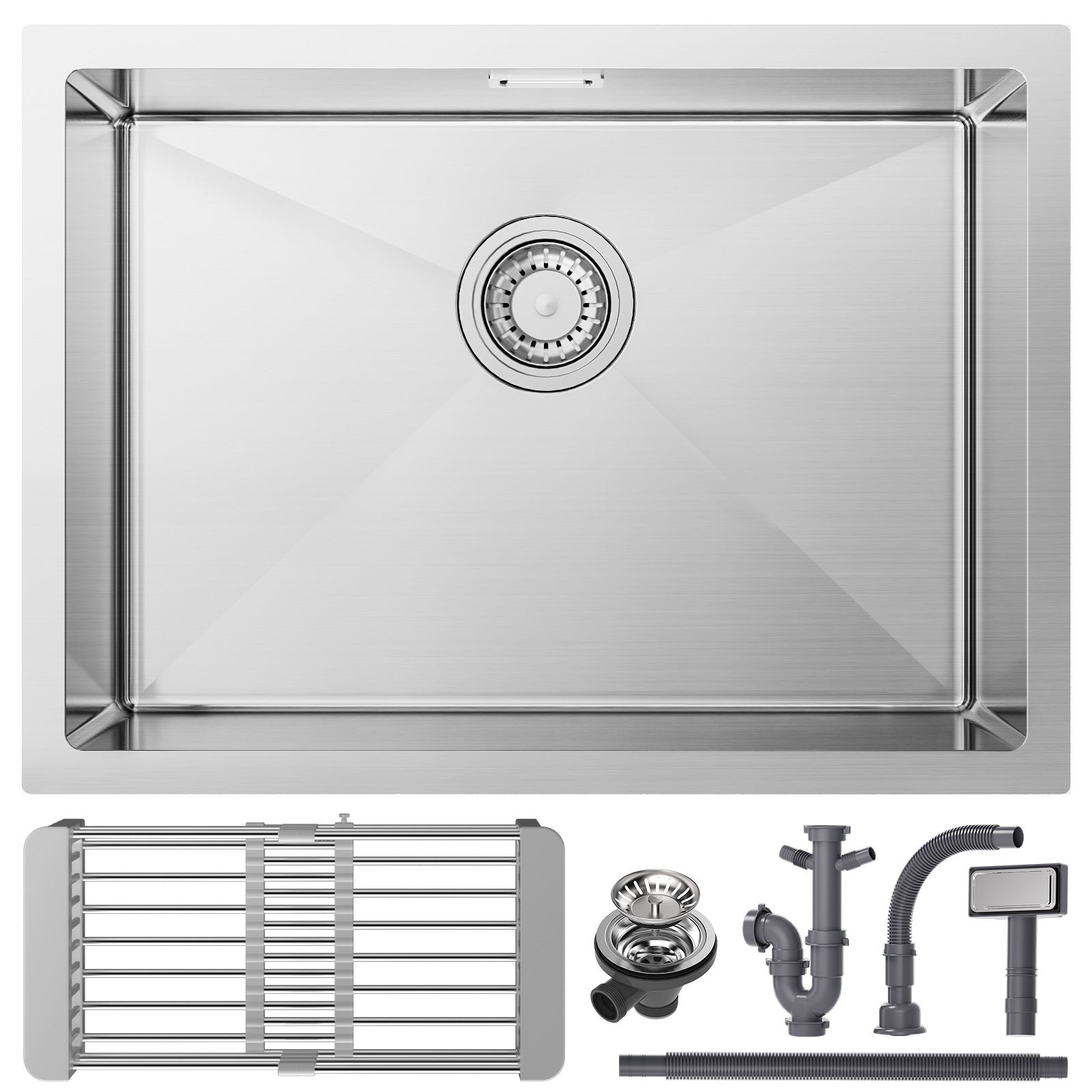 Cecipa MAX Évier 1 Bac 60×44×18CM Évier Cuisine Acier Inoxydable 304 Brossé avec Panier de Drainage(3 méthodes d'installation) - 8