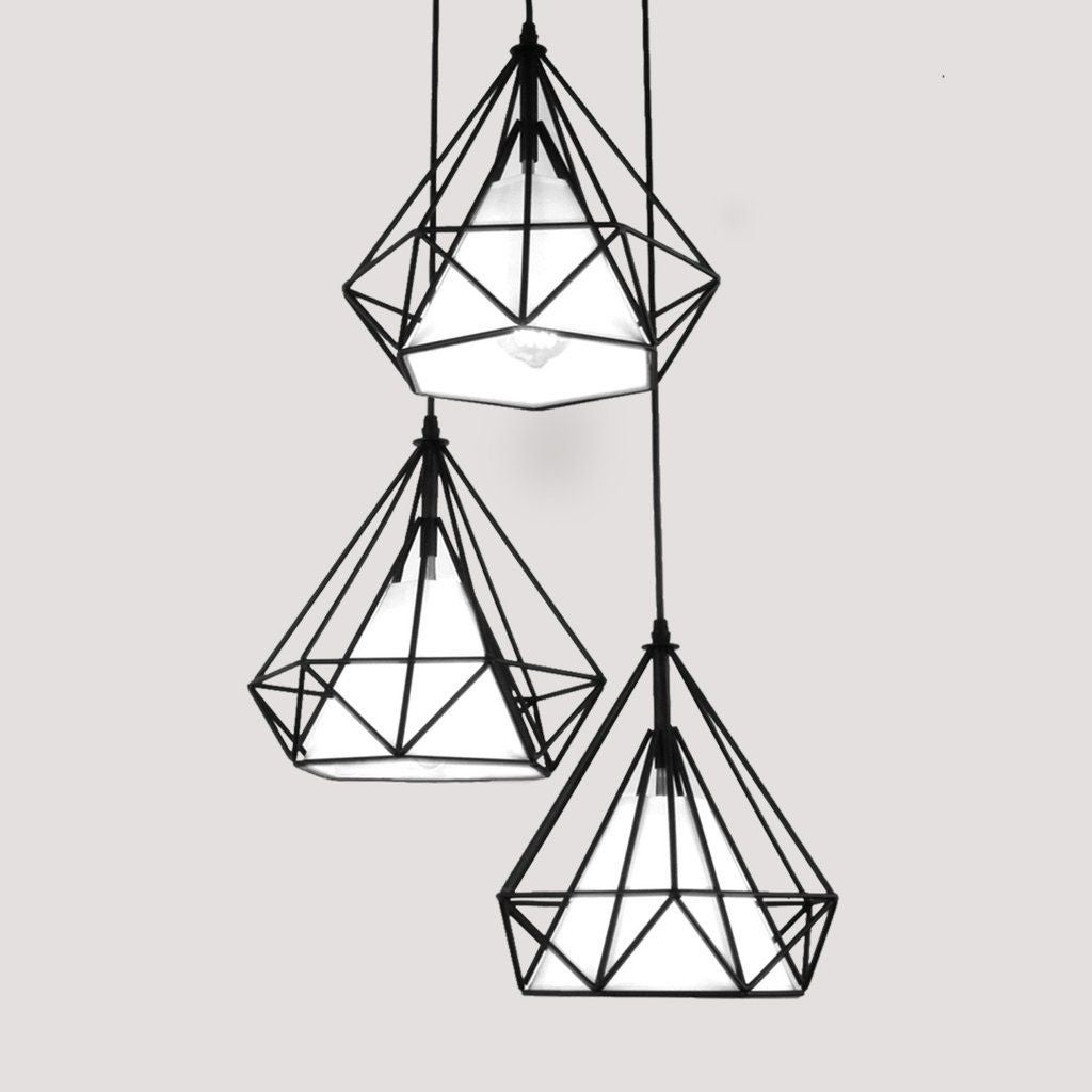 Lampa wisząca Diamond czarna 3xE27x60W wym: 100 x 20 x 20 cm metal Abigali
