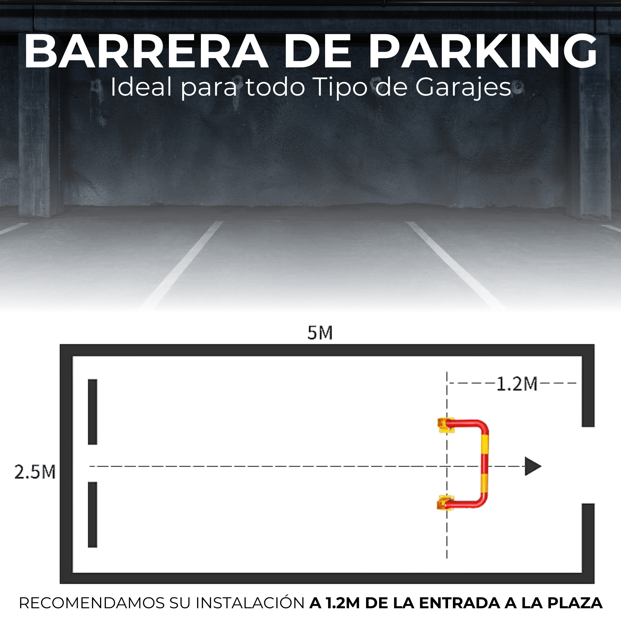 STARLUXE® - Cepos Parking - Barrera Parking con 2 Juegos de Llaves - Cepo Parking de Color Rojo y Amarillo - Cepo para Parking Interior y Exterior - B - 5
