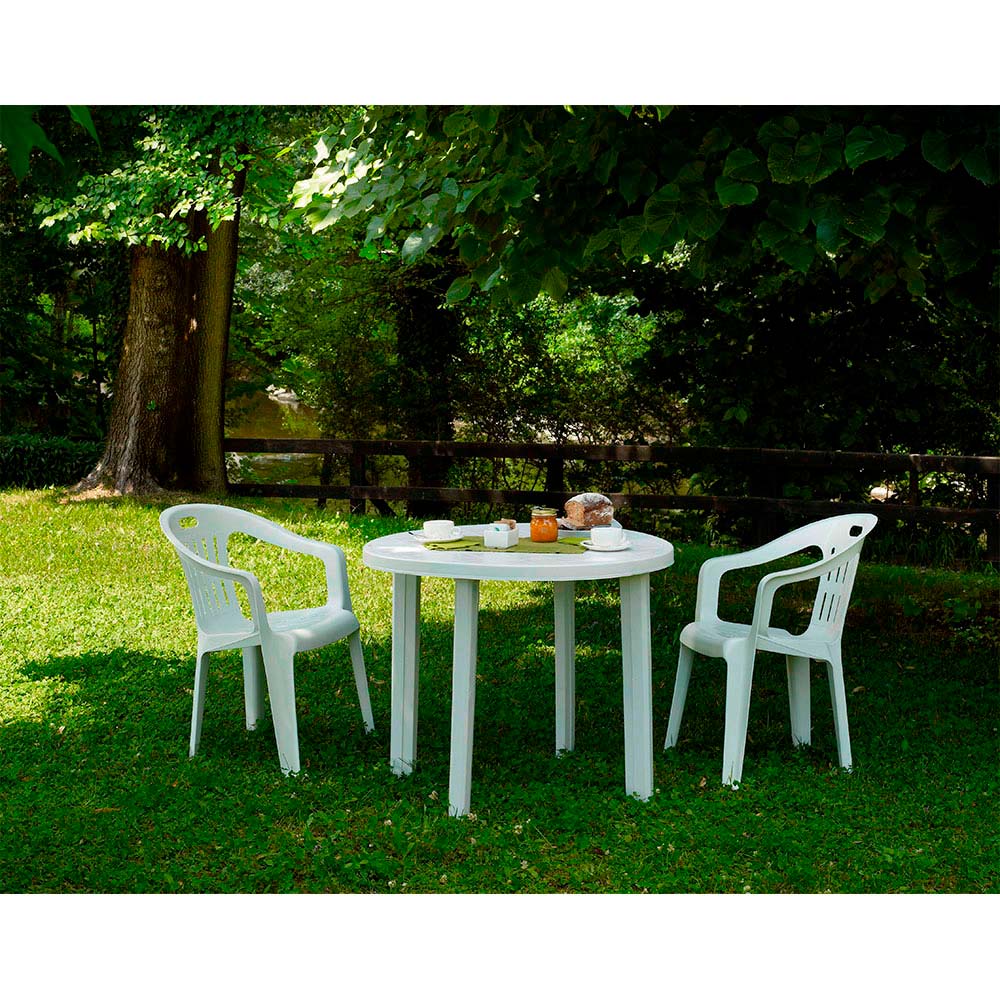 Tavolo da giardino tondo bianco cm.90x72h. - ø cm.90x72h. - peso kg.6,3 - 3