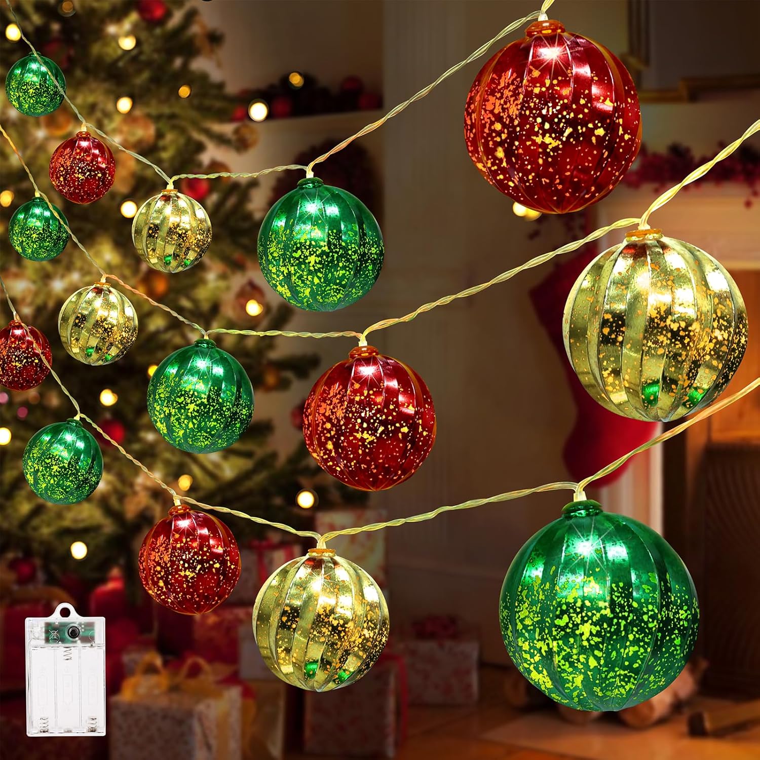 Luci di Natale Fiocco di Neve Luci,6M 40 LED Ricaricabile Lucine Led Decorative a Batteria con 8 Modalità e Timer,Luci Natale Interno Esterno per Decorazioni Natalizie,Albero di Natale,Camera,Festa