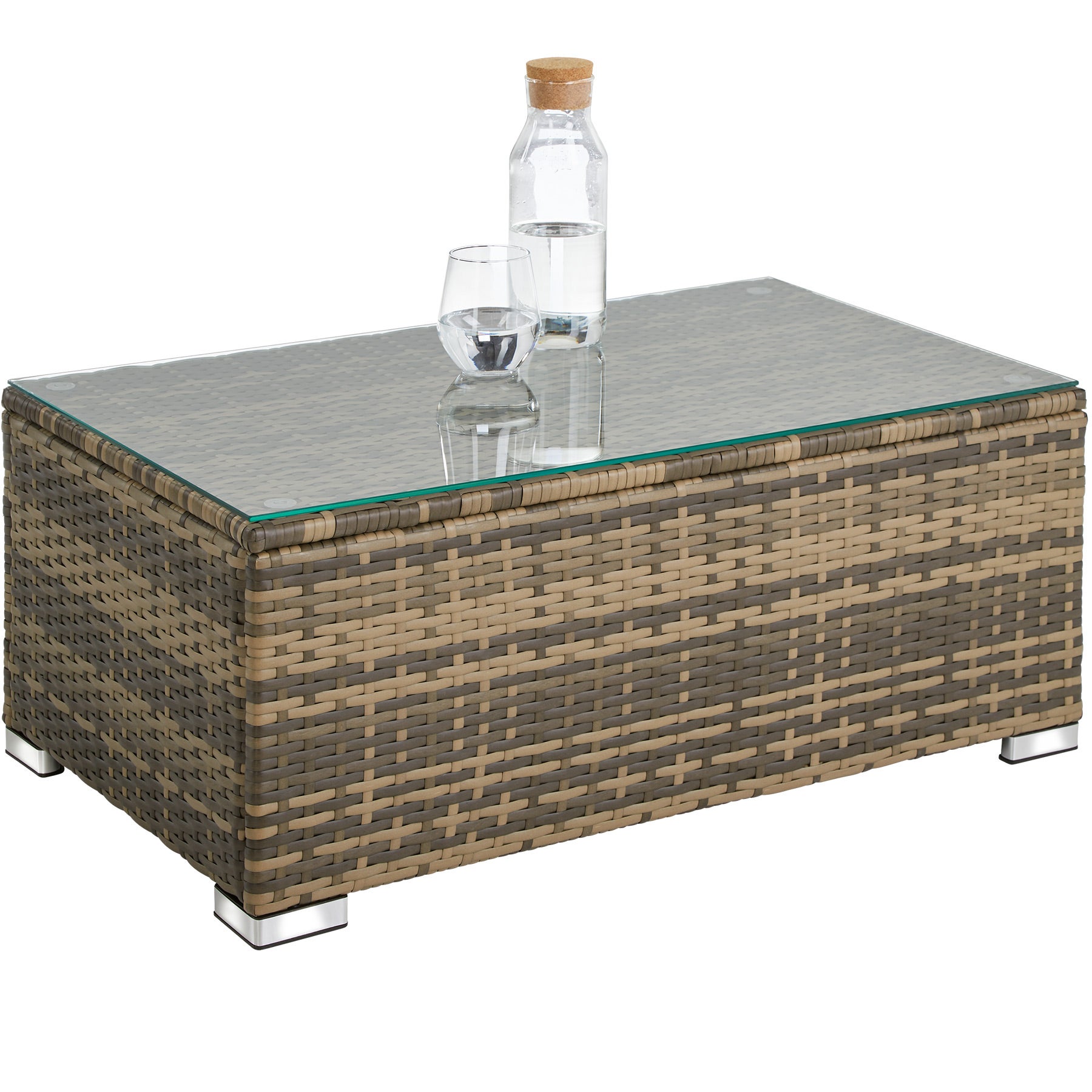 Salon de jardin en résine tressée et acier 5 places avec coffre de rangement résistant aux UV TECTAKE - 6