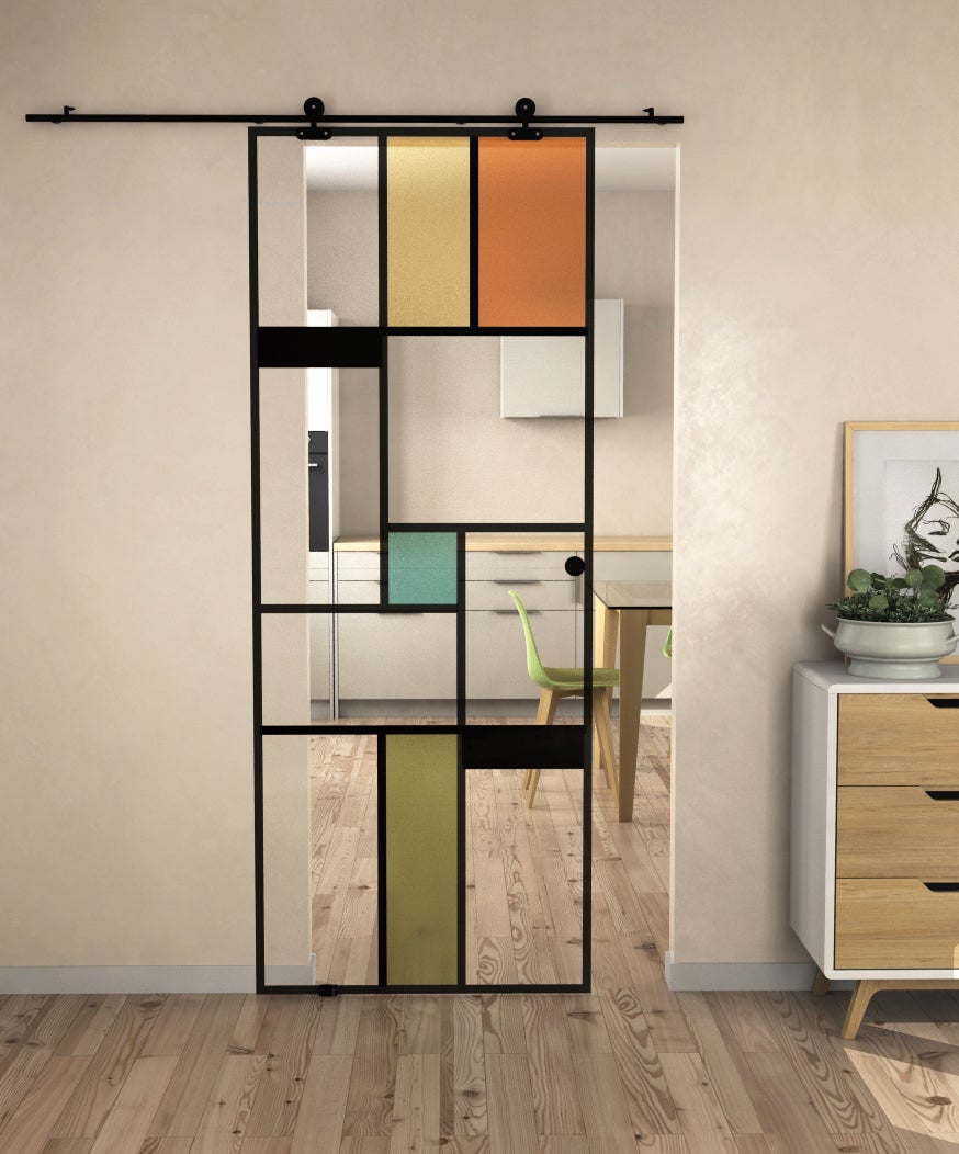 Rail coulissant apparent pour portes coulissantes MINIMO - MONDO + SABLE en 73 ou 83 ou 93 cm - AURYS NORMANDIE - 2