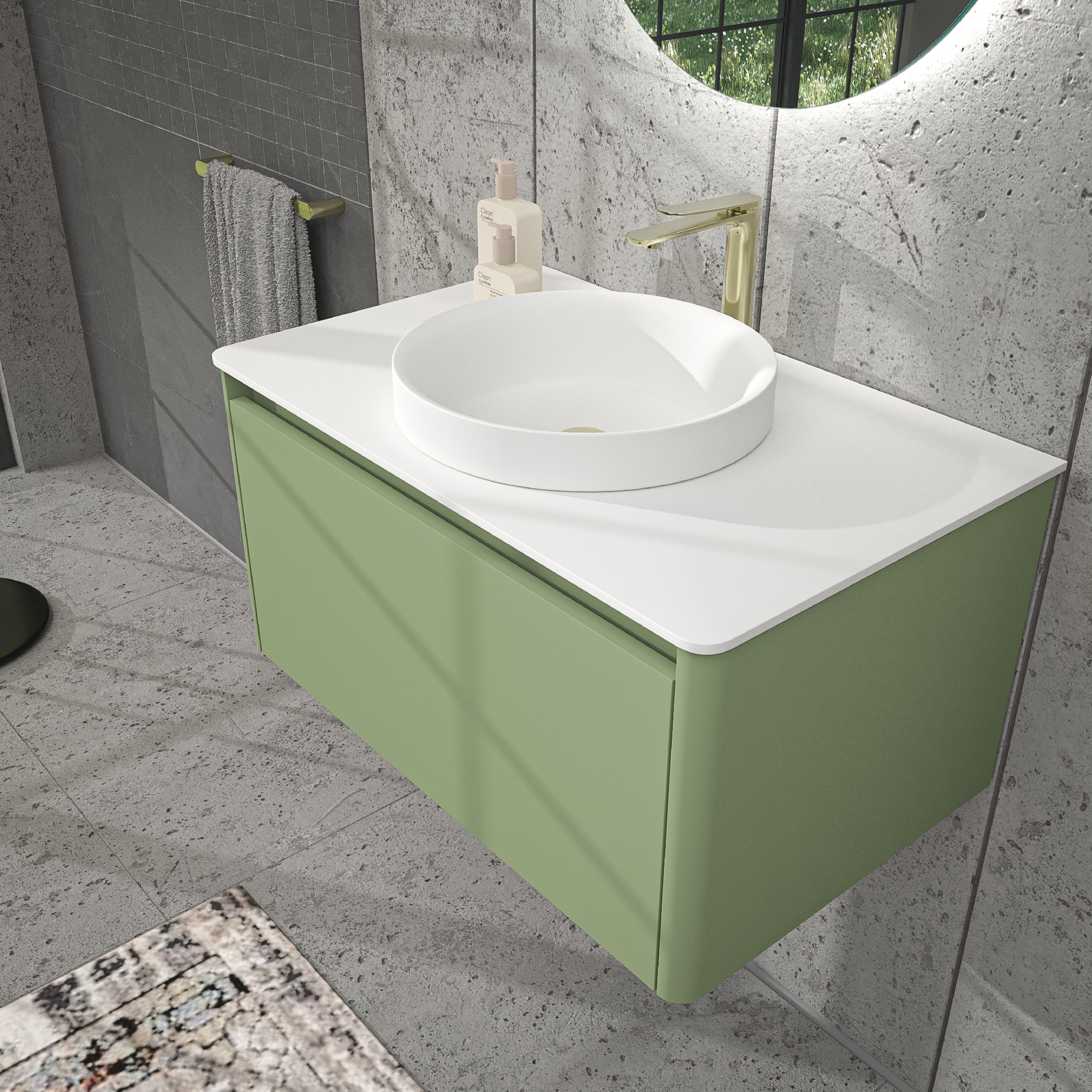 Mobile da bagno sospeso VAROBATH FUSE — 1 cassetto con lavabo incluso - Colore RAL personalizzabile Design moderno Premium﻿ - 4