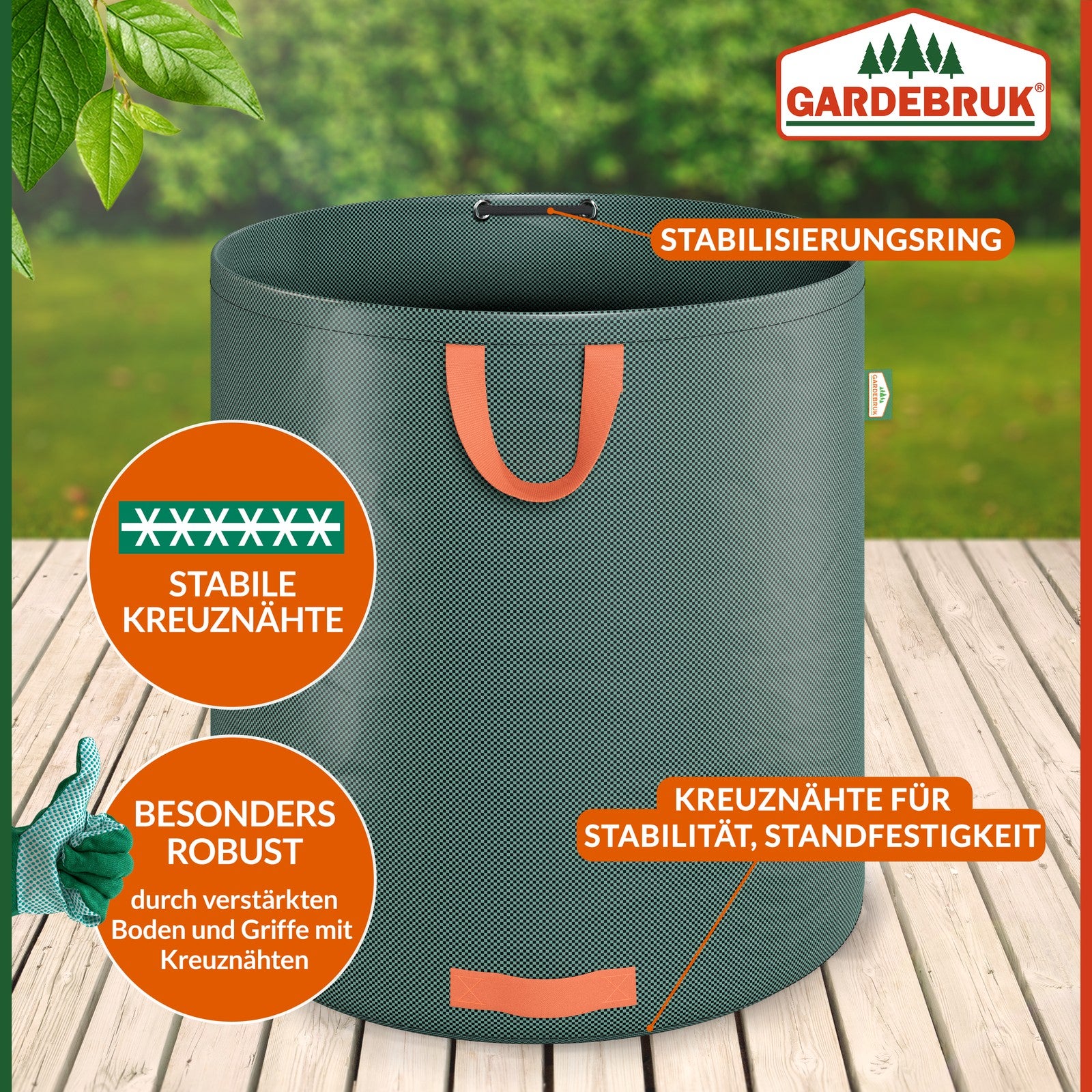 4x Sacs de jardin 500L 50 kg sac de déchets ordures végétaux tissu renforcé pliable hydrofuges sac - 6