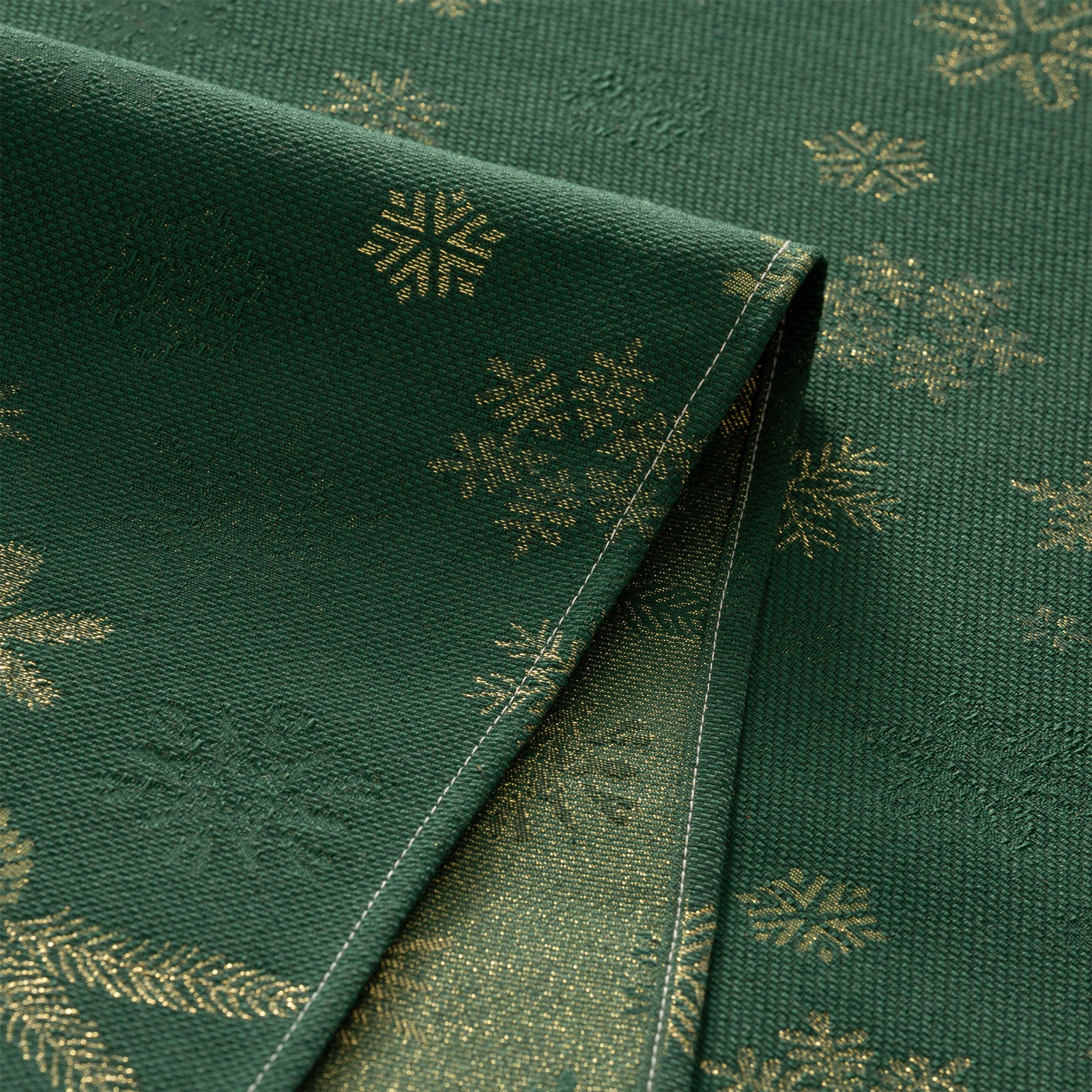 Tovaglia di Natale rettangolare in cotone jacquard verde 140x300 cm - Flake - 4