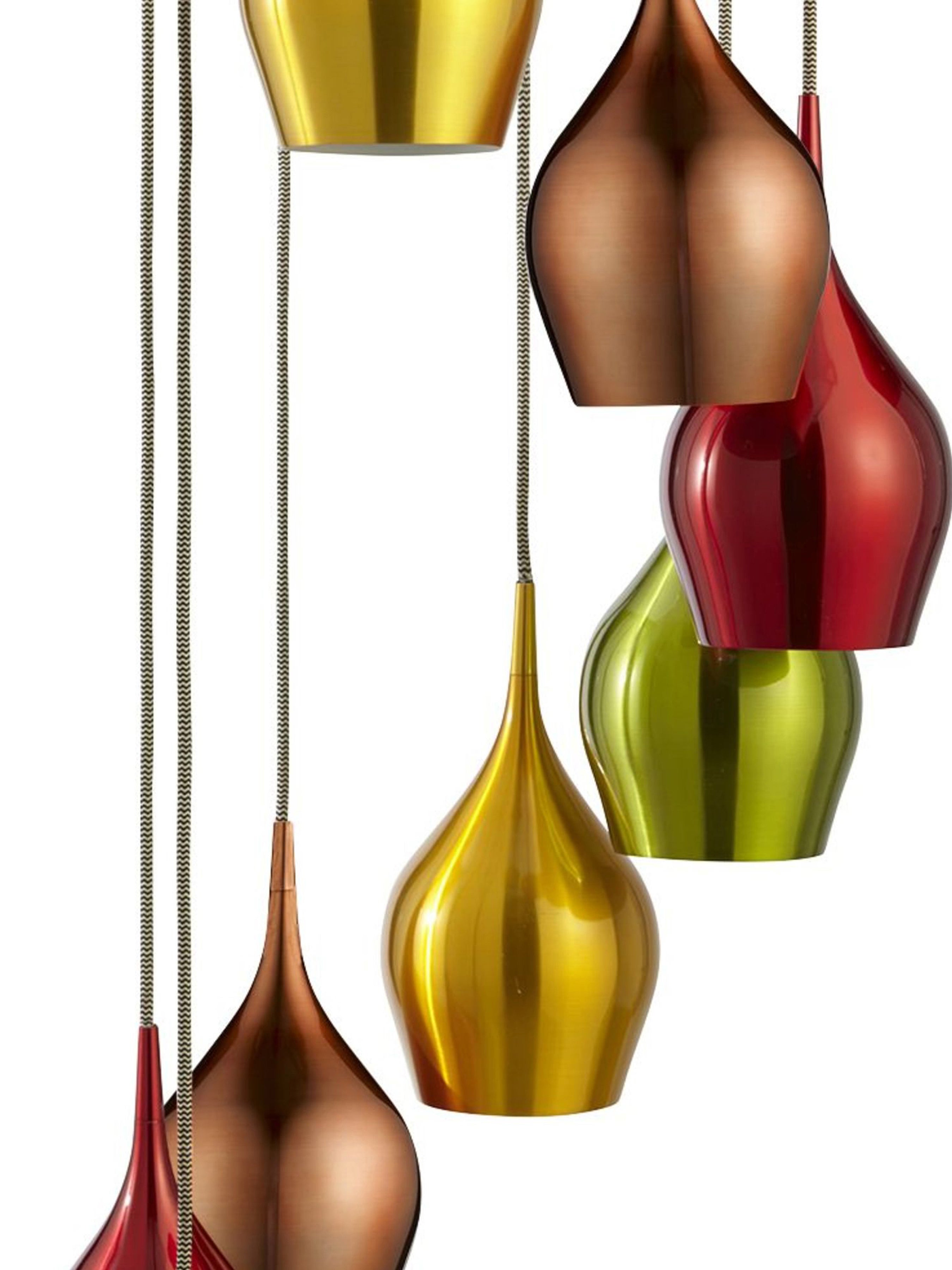 VIBRANT 8L Plafonnier Rond diamètre 33cm multi tête couleurs rouge, vert, dore, cuivre E14 8x60w - 3