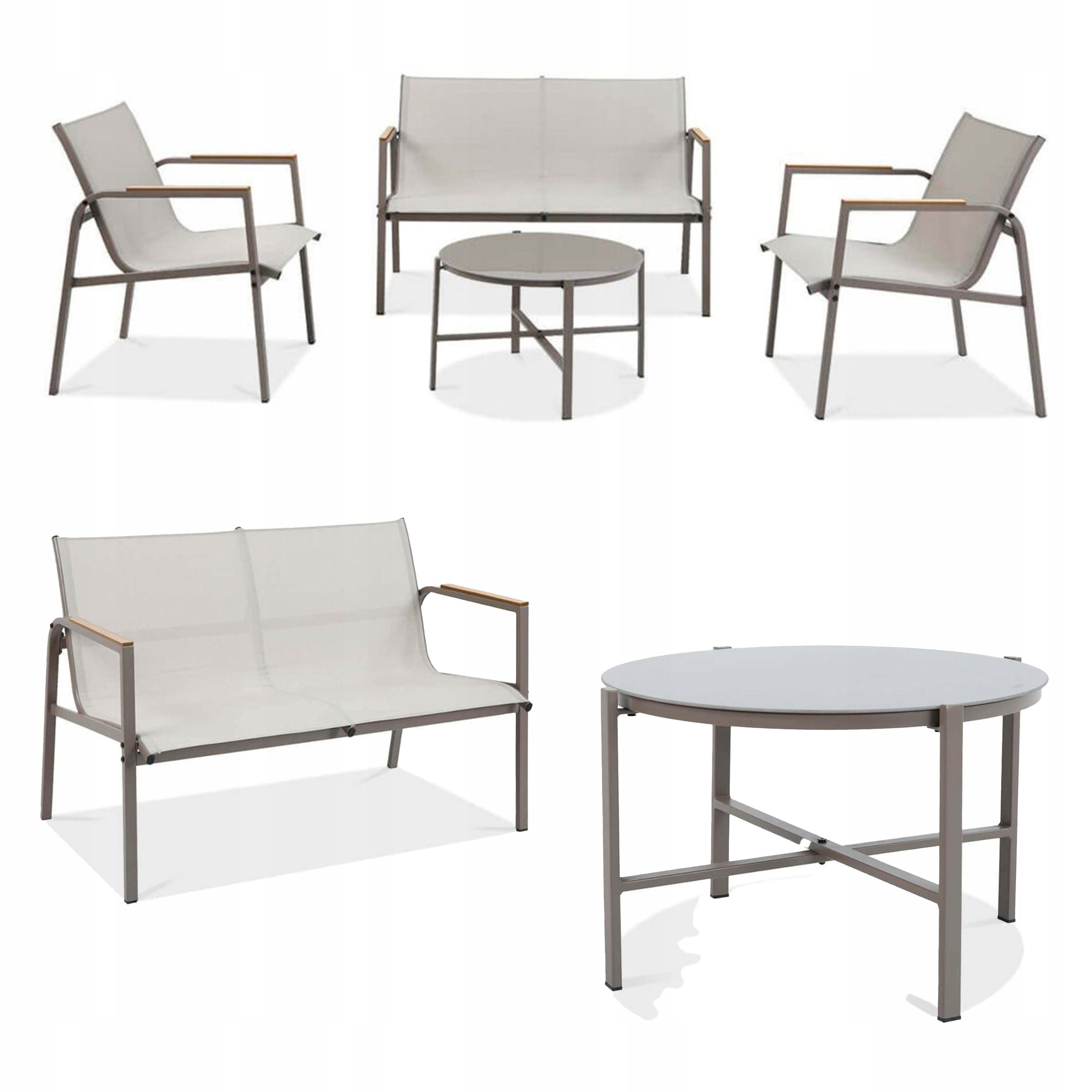Zestaw Mebli Ogrodowych Tarasowych MANGO 2x Fotel Sofa Stolik kawowy Beżowy 1 szt