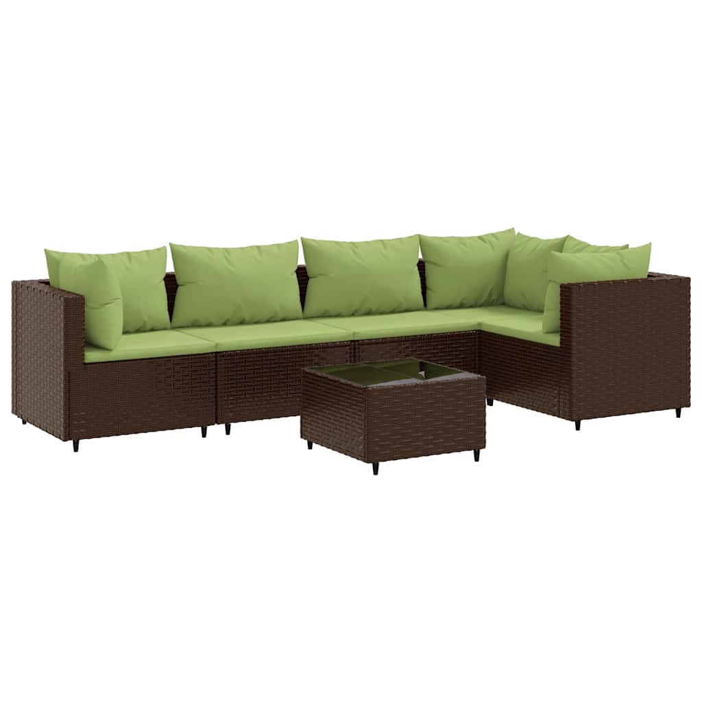 6-cz zestaw wypoczynkowy do ogrodu, poduszki, brązowy rattan PE vidaXL