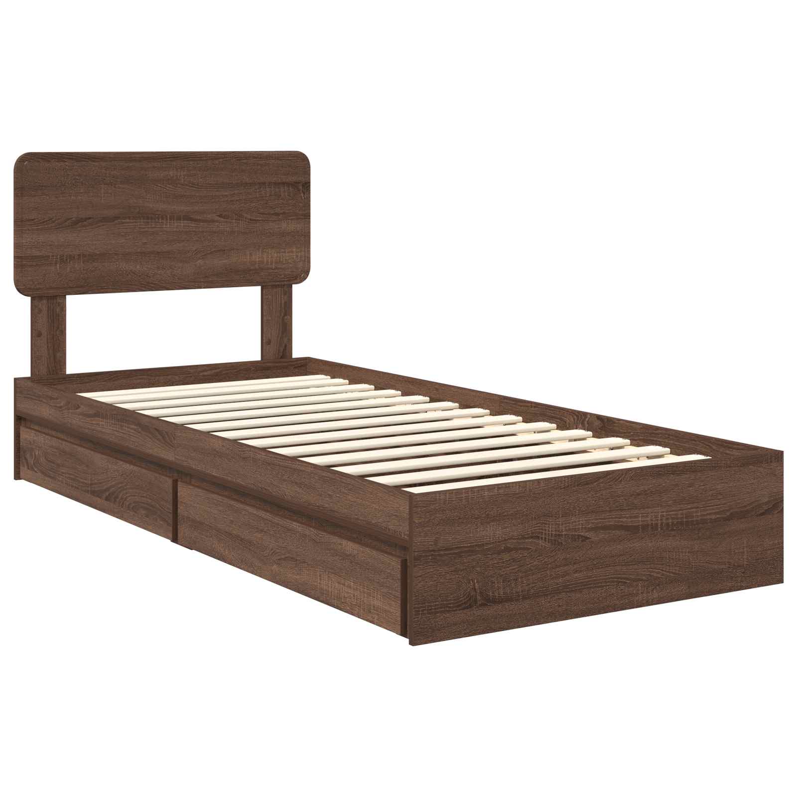 Lit coffre chêne brun 75 x 190 cm panneau de bois - 4