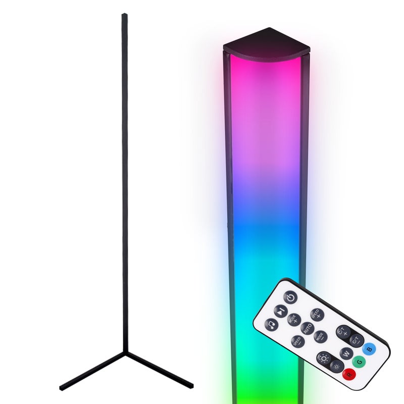 Lampa podłogowa narożna LED RGBCCT 9W 140cm z pilotem Wi-Fi Smart czarna MasterLED