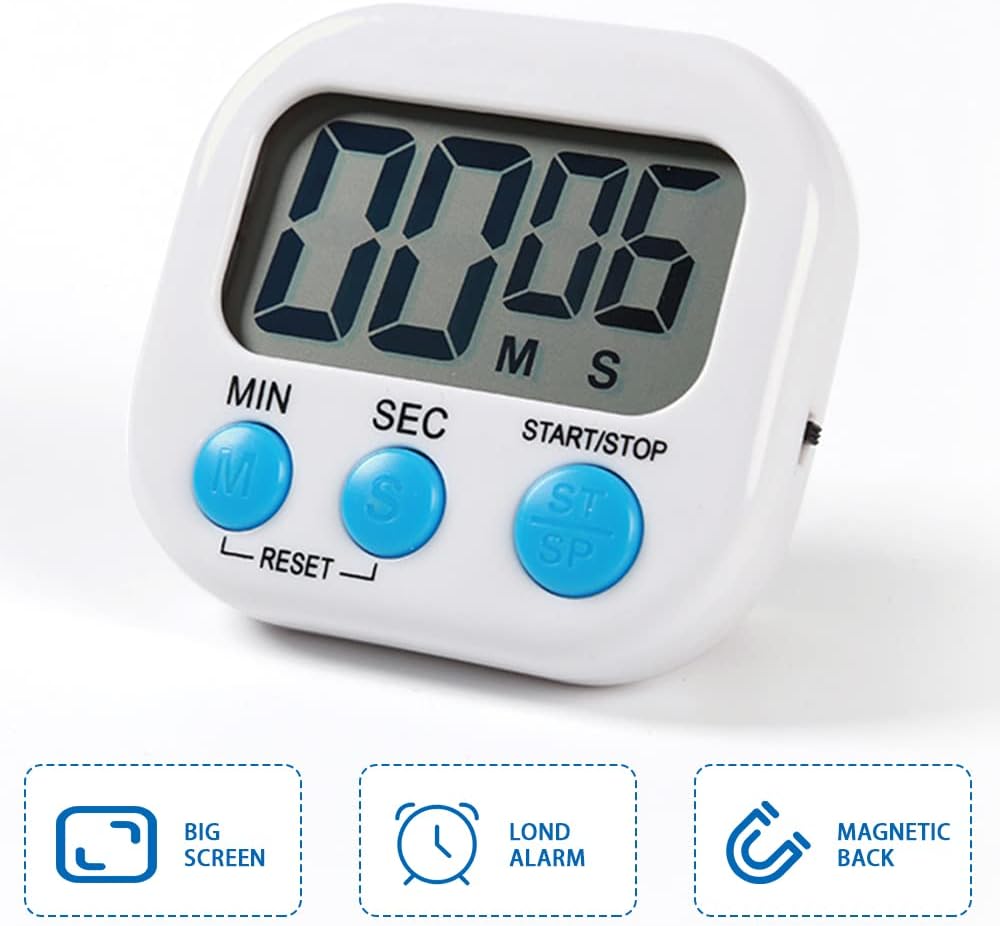 Timer Da Cucina Magnetico Con Ampio Display LCD, Timer Per Cucinare, Studiare, Allarme Forte E Conto Alla Rovescia (A) | Leroy Merlin - Foto 7