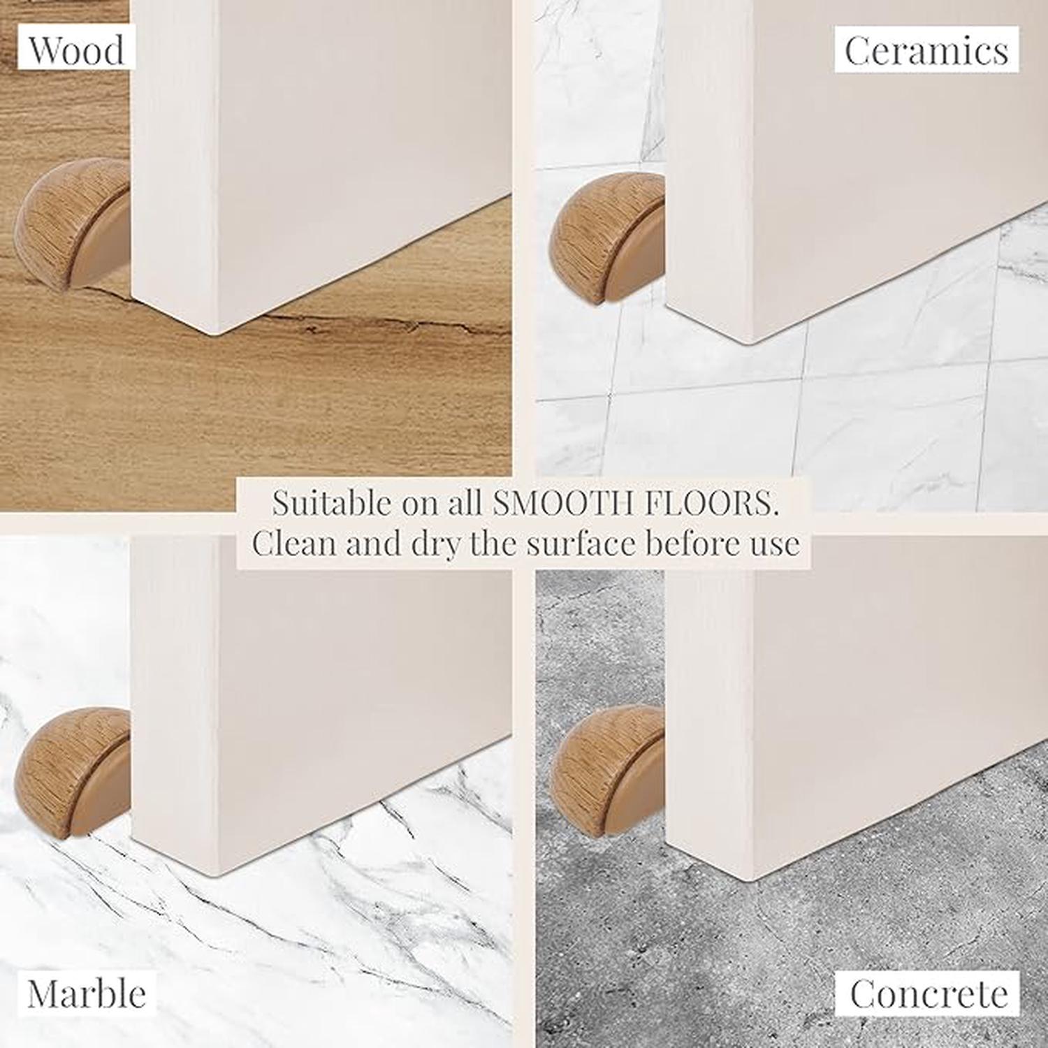 Lot de 6 Butée de Portes - Arrêt de Porte Adhesive en Bois pour Sol et Parquet – Stop Porte Adhésif - Butoir de Porte (Chêne Naturel) - 4