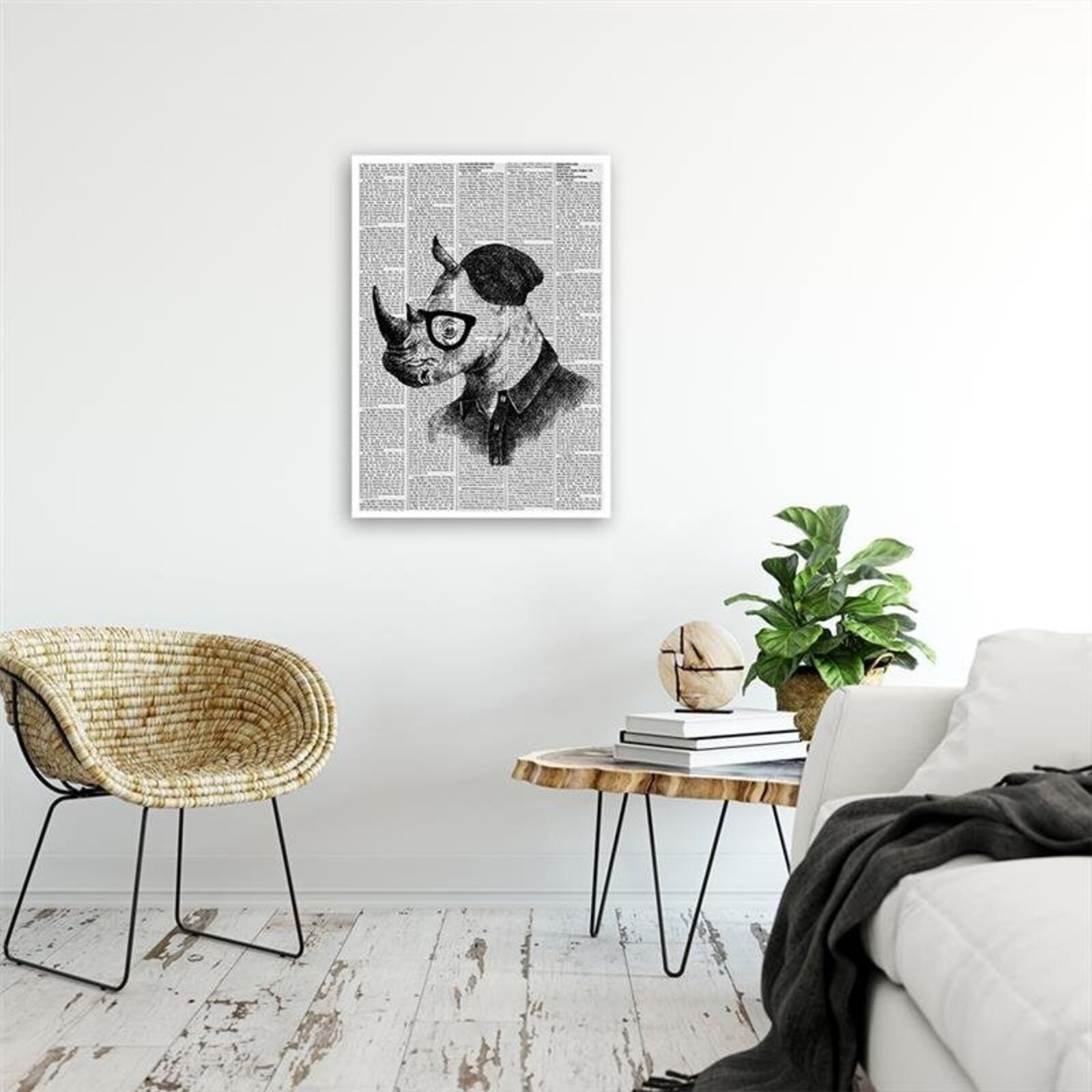 Tableau rhinocéros dans le journal - 50 x 70 cm - 4